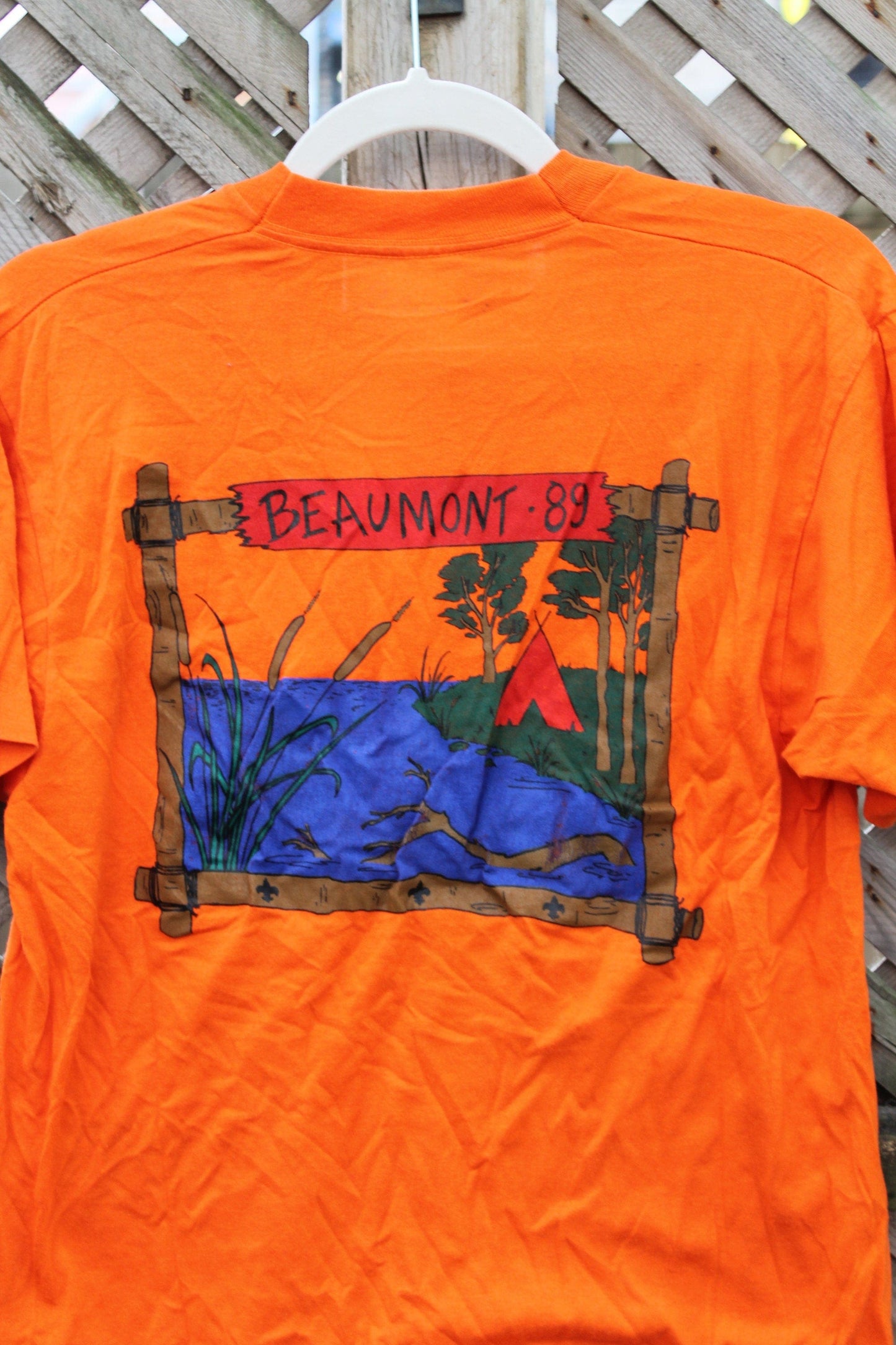 Other Clothing > Gender Neutral Adult Clothing > Tops & Tees > T Shirts Vintage 1989 Beaumont Alberta Camping Graphic T Shirt Men's Large