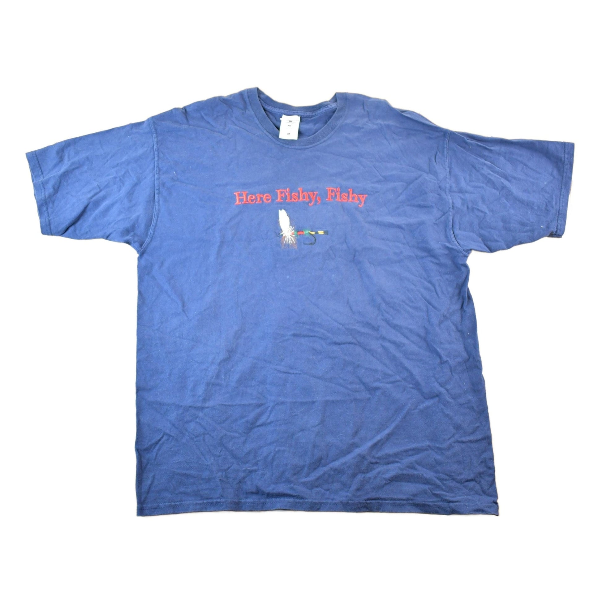 Other Clothing > Gender Neutral Adult Clothing > Tops & Tees > T Shirts Vintage 1990s Here Fishy Fishy Souvenir Fishing T-Shirt Mens XL