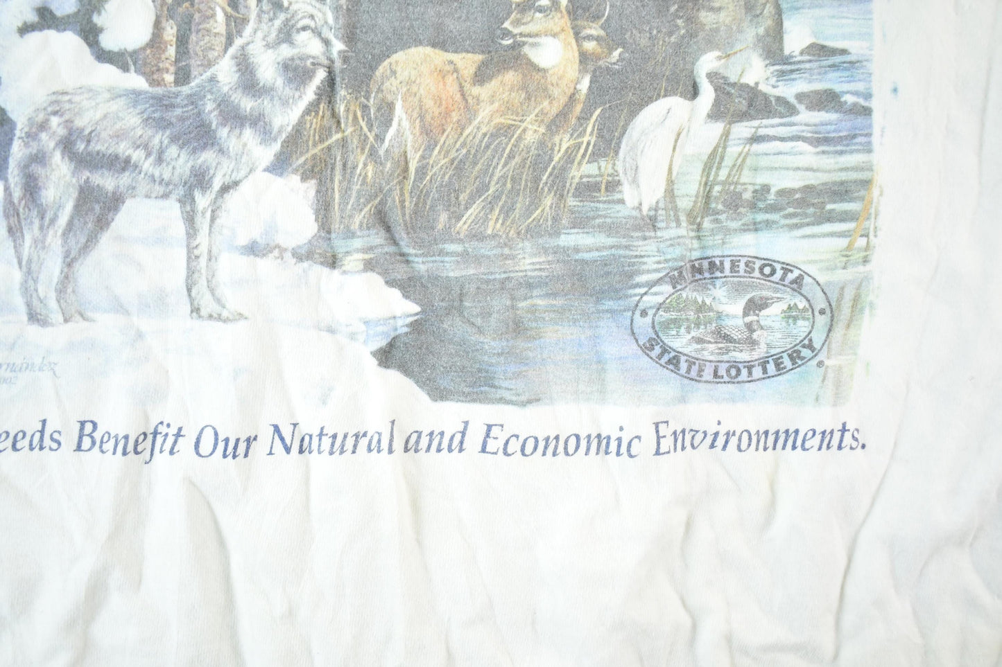Other Clothing > Gender Neutral Adult Clothing > Tops & Tees > T Shirts Vintage 1990s Minnesota State Lottery Nature T-Shirt Mens XL