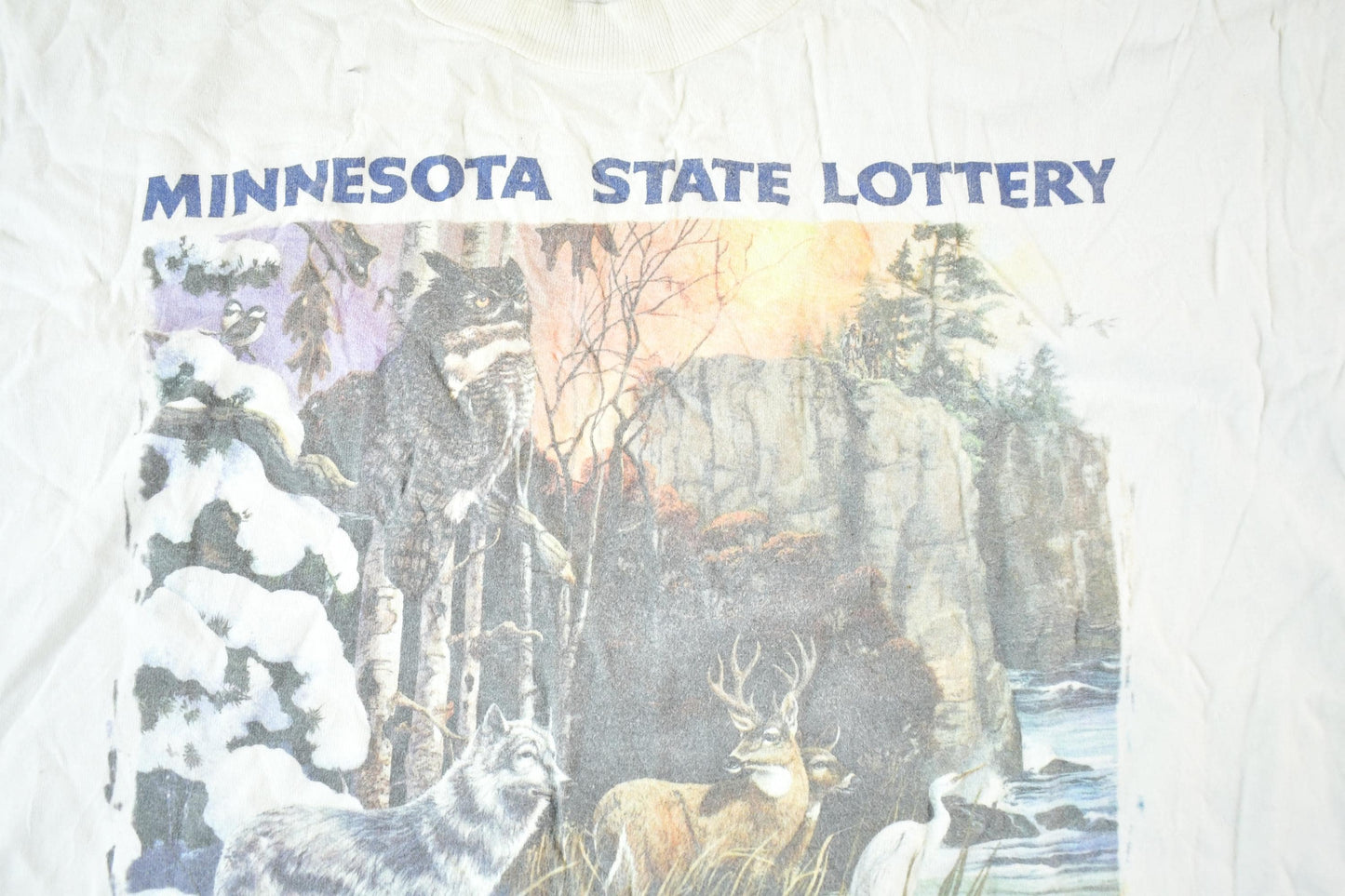 Other Clothing > Gender Neutral Adult Clothing > Tops & Tees > T Shirts Vintage 1990s Minnesota State Lottery Nature T-Shirt Mens XL