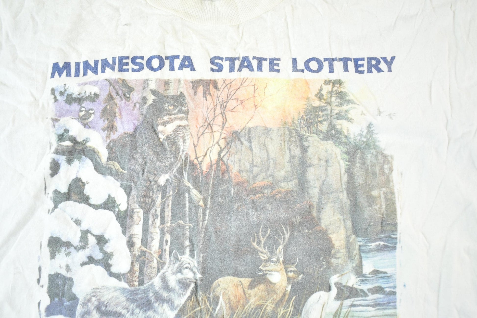 Other Clothing > Gender Neutral Adult Clothing > Tops & Tees > T Shirts Vintage 1990s Minnesota State Lottery Nature T-Shirt Mens XL