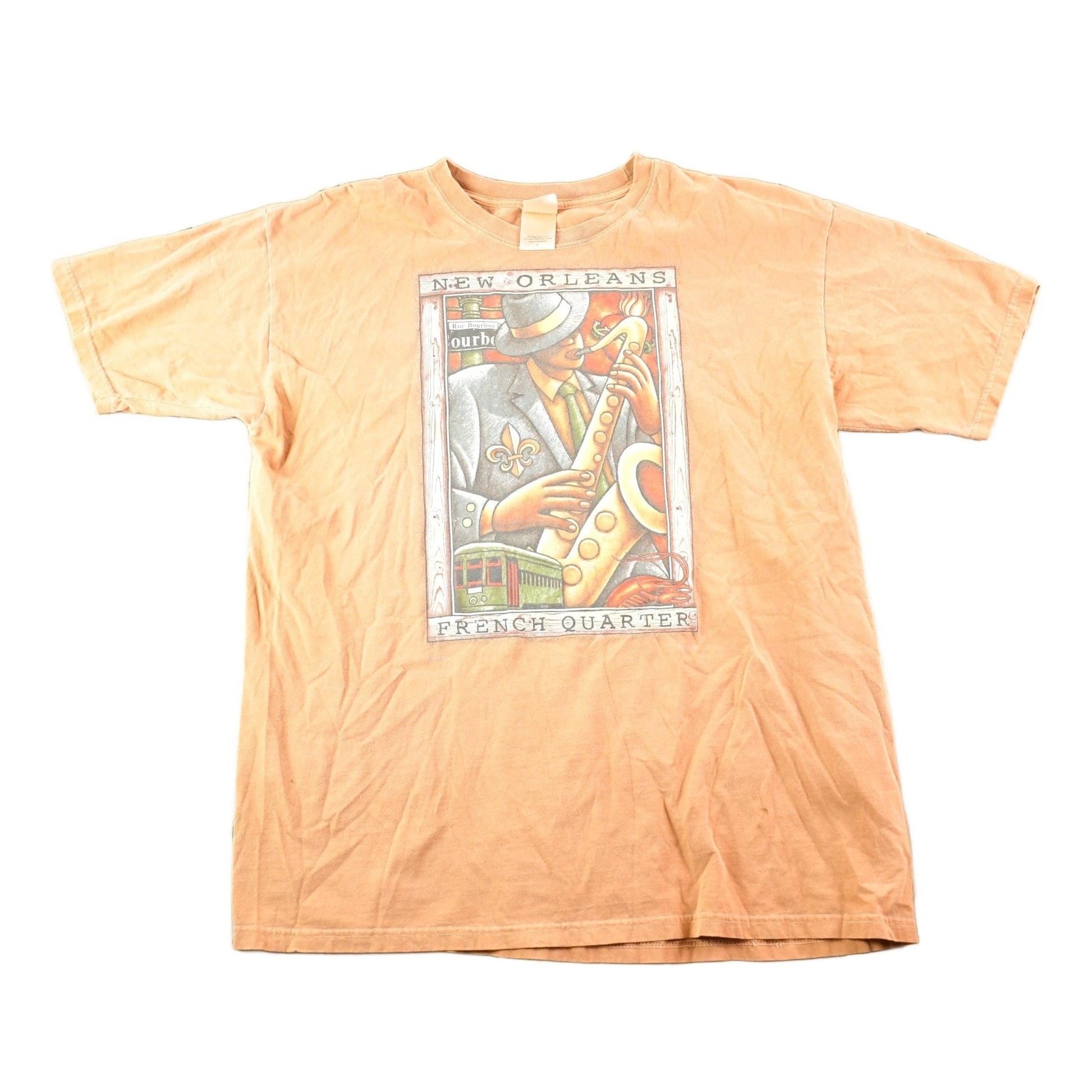 Other Clothing > Gender Neutral Adult Clothing > Tops & Tees > T Shirts Vintage 1990s New Orleans French Quarter Souvenir Jazz T-Shirt Mens L