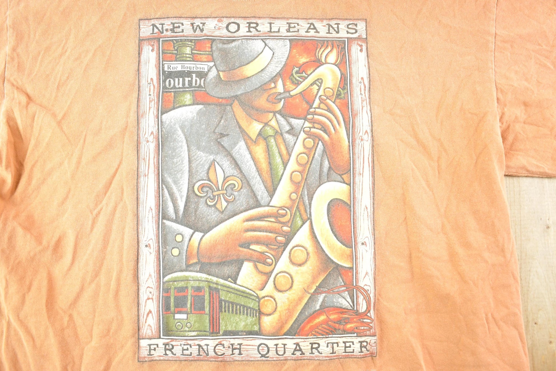 Other Clothing > Gender Neutral Adult Clothing > Tops & Tees > T Shirts Vintage 1990s New Orleans French Quarter Souvenir Jazz T-Shirt Mens L