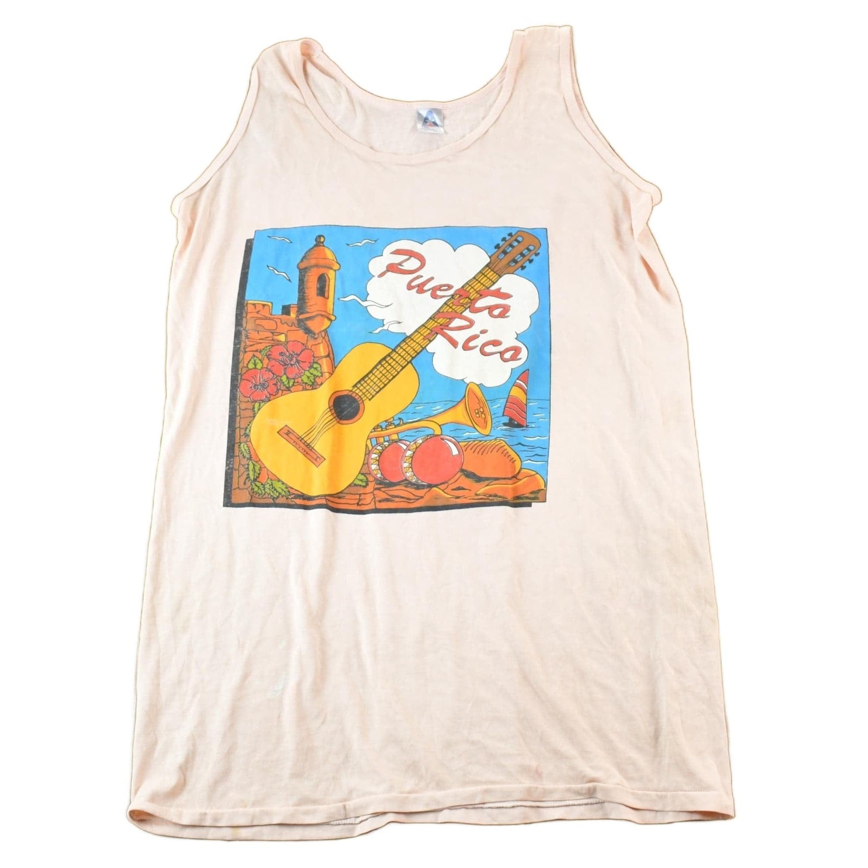 Other Clothing > Gender Neutral Adult Clothing > Tops & Tees > T Shirts Vintage 1990s Puerto Rico Guitar Tank Top Mens L