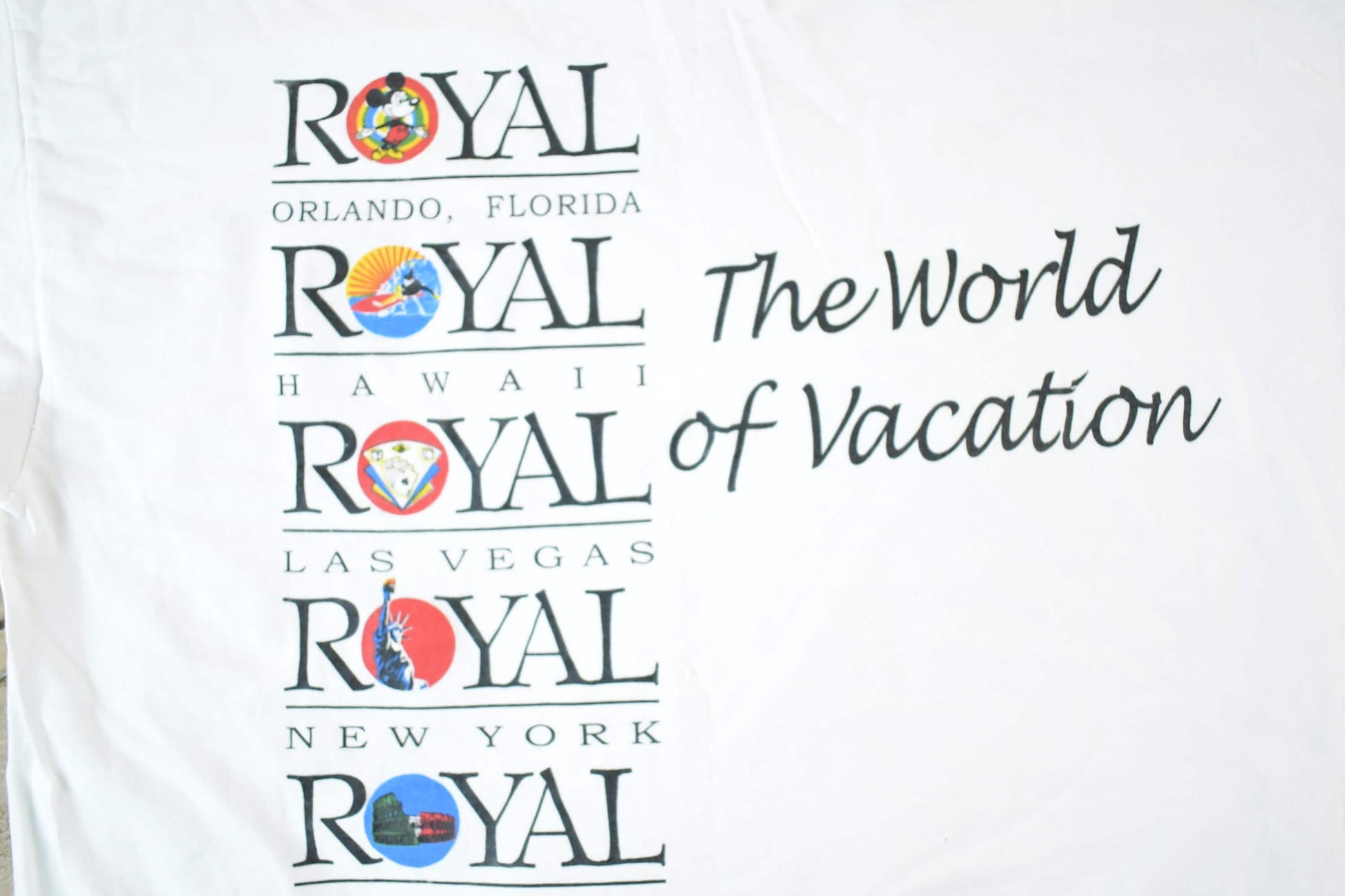 Other Clothing > Gender Neutral Adult Clothing > Tops & Tees > T Shirts Vintage 1990s Royal Cruises The World Of Vacations Souvenir T-Shirt Mens L