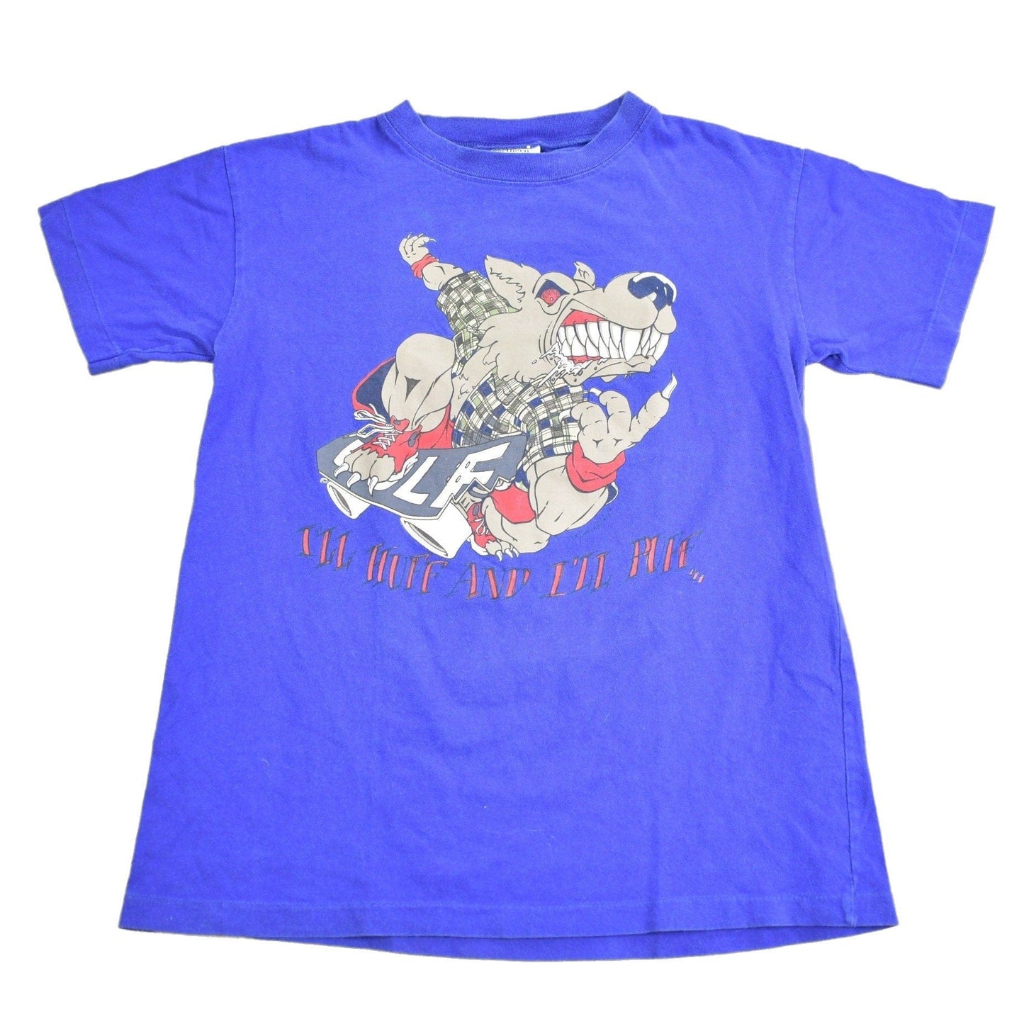 Other Clothing > Gender Neutral Adult Clothing > Tops & Tees > T Shirts Vintage 1990s Skateboarding Wolf Graphic T Shirt Men's Large