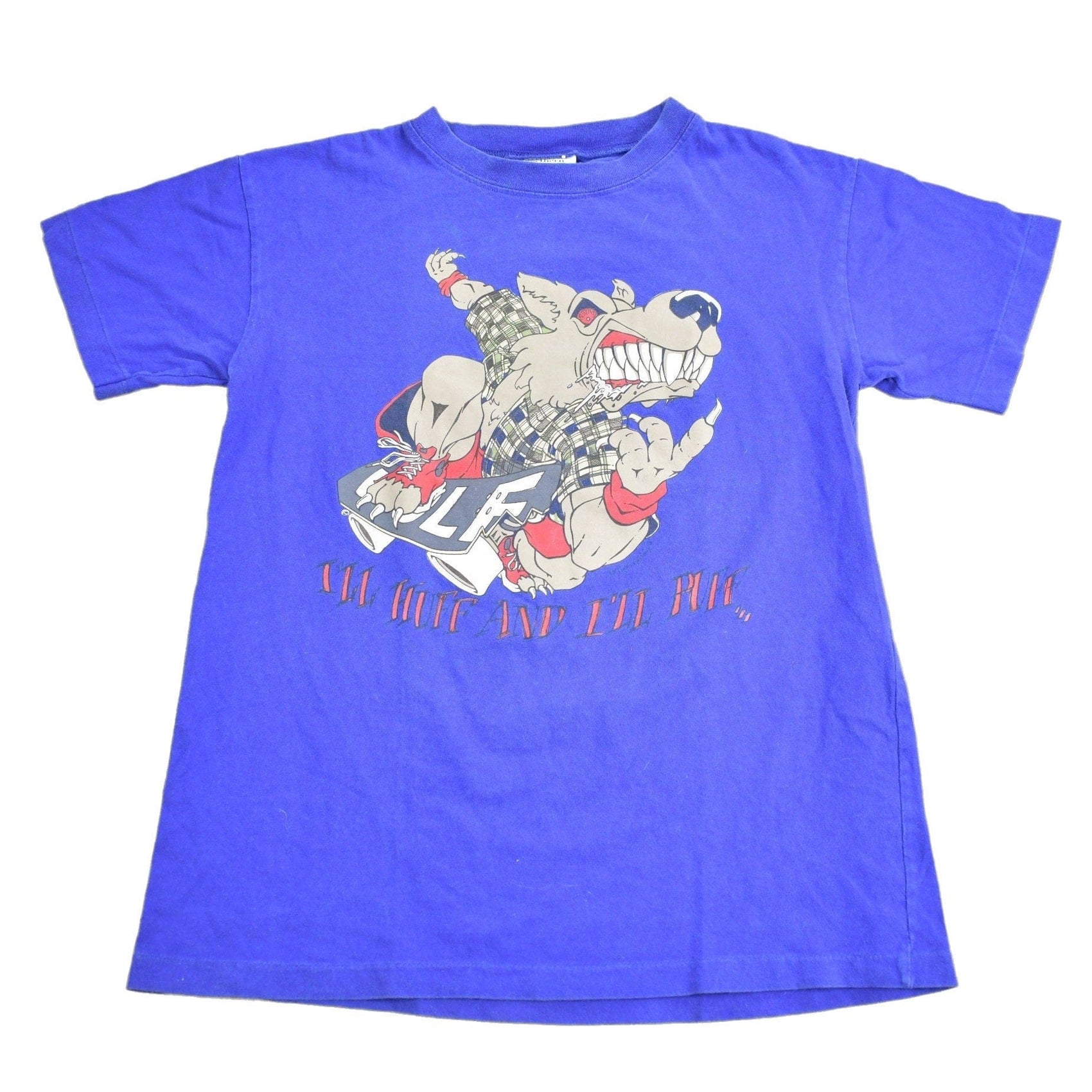 Other Clothing > Gender Neutral Adult Clothing > Tops & Tees > T Shirts Vintage 1990s Skateboarding Wolf Graphic T Shirt Men's Large