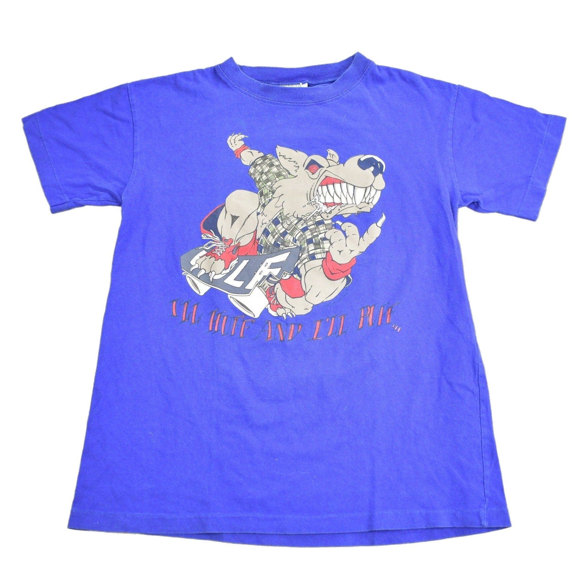 Other Clothing > Gender Neutral Adult Clothing > Tops & Tees > T Shirts Vintage 1990s Skateboarding Wolf Graphic T Shirt Men's Large