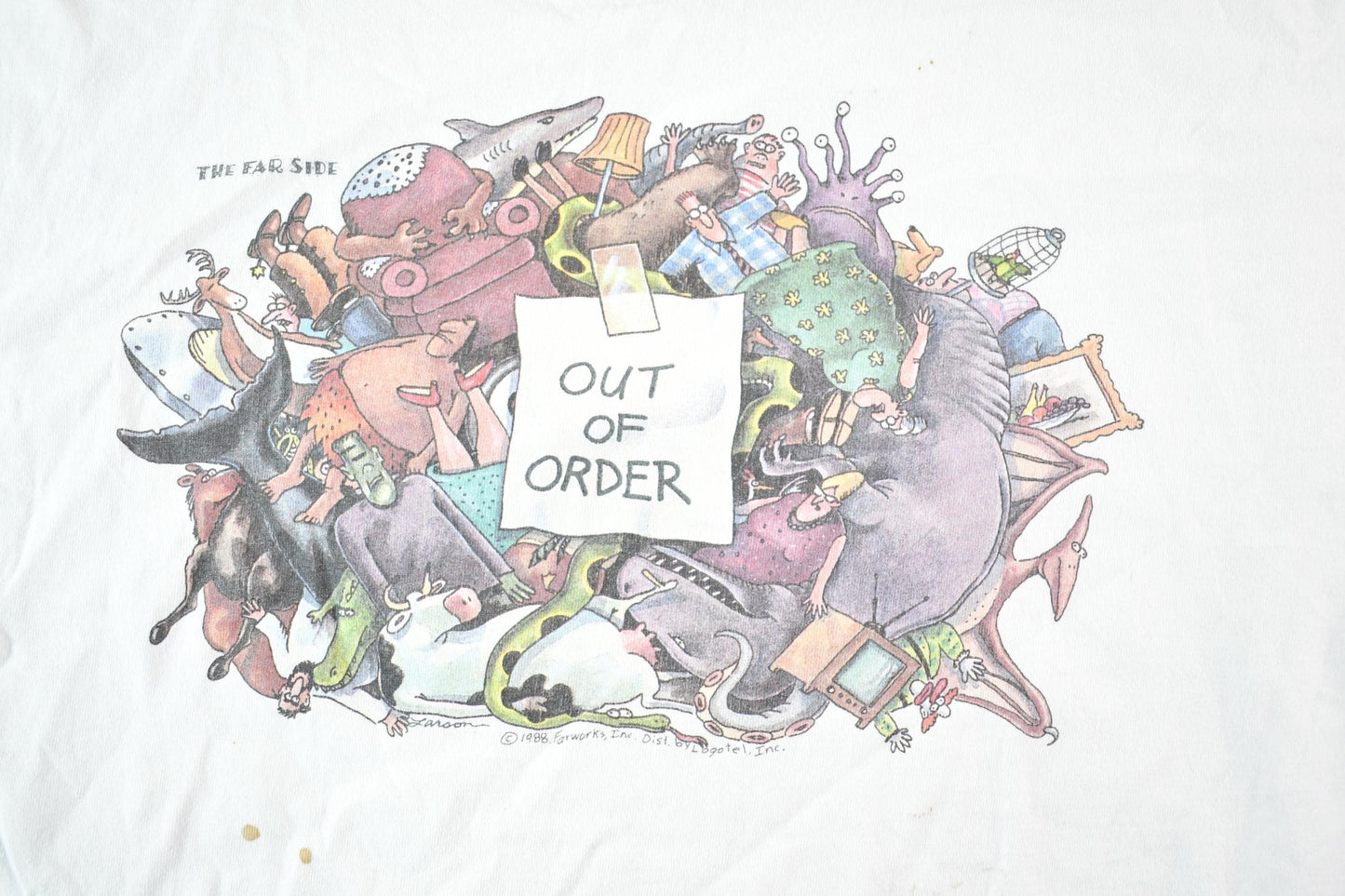 Other Clothing > Gender Neutral Adult Clothing > Tops & Tees > T Shirts Vintage 1990s The Far Side Out Of Order Souvenir T-Shirt Mens L