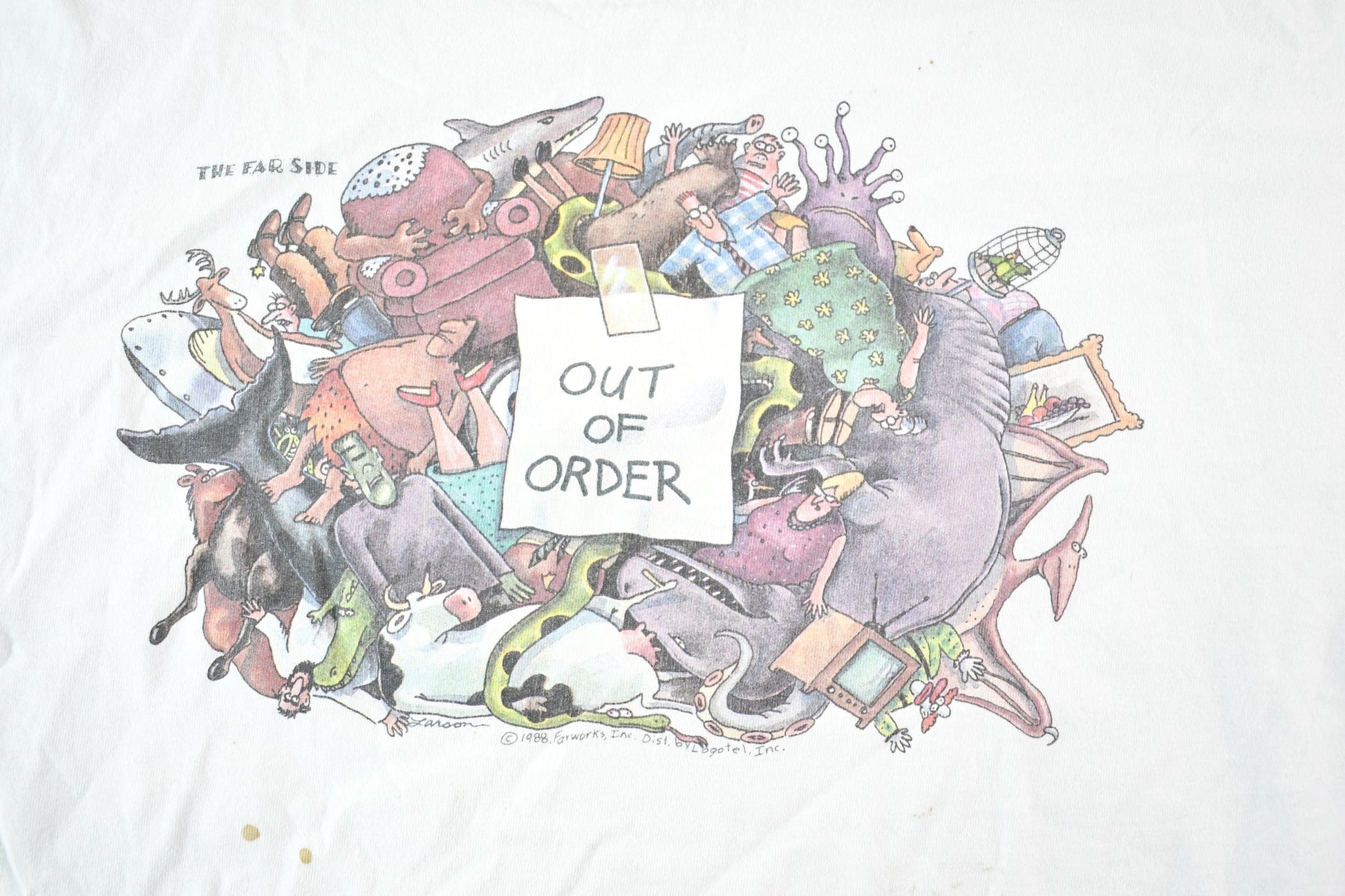 Other Clothing > Gender Neutral Adult Clothing > Tops & Tees > T Shirts Vintage 1990s The Far Side Out Of Order Souvenir T-Shirt Mens L