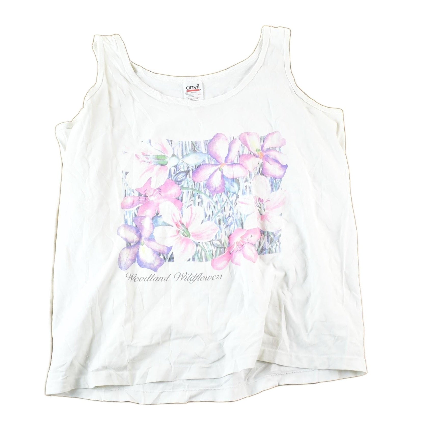 Other Clothing > Gender Neutral Adult Clothing > Tops & Tees > T Shirts Vintage 1990s Woodland Wildflowers Souvenir Tank Top Women's L