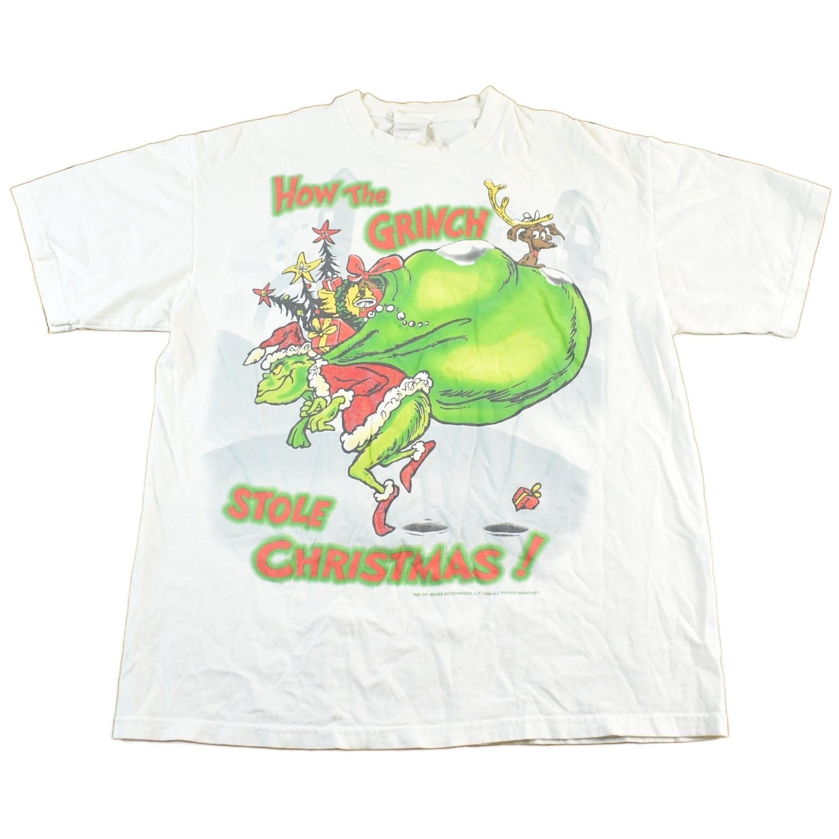 Other Clothing > Gender Neutral Adult Clothing > Tops & Tees > T Shirts Vintage 1998 How The Grinch Stole Christmas Single T-Shirt Men's Large