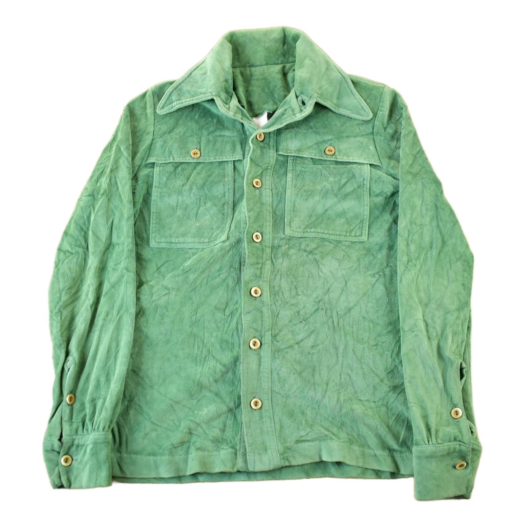 Other Clothing > Men's Clothing > Shirts & Tees > Oxfords & Button Downs True Vintage 1970s Velour Style Button Up Shirt Men's Medium