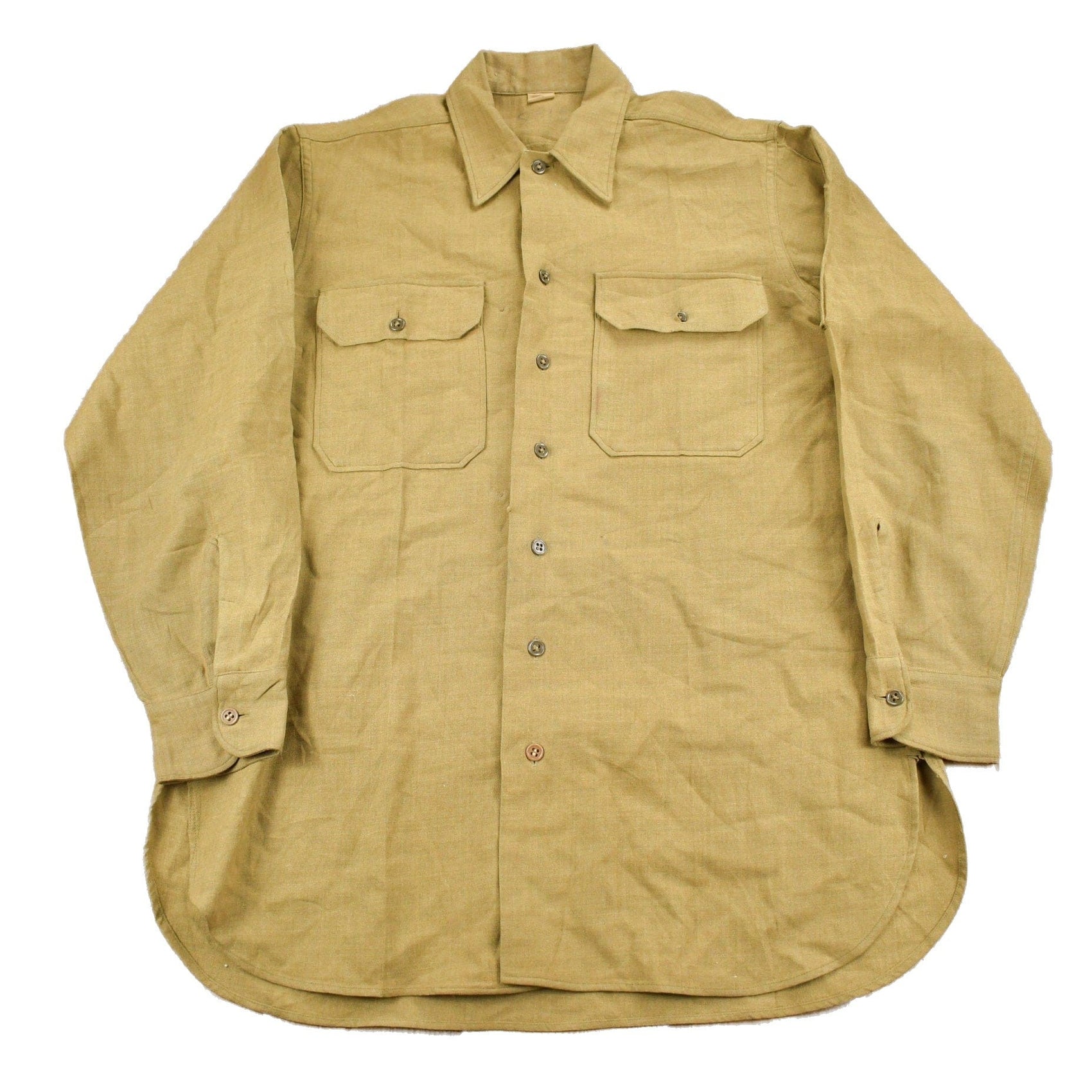 Other Clothing > Men's Clothing > Shirts & Tees > Oxfords & Button Downs Vintage 1940s Military Button Up Shirt Men's Large/ True Vintage / Militaria / Authentic Military Gear