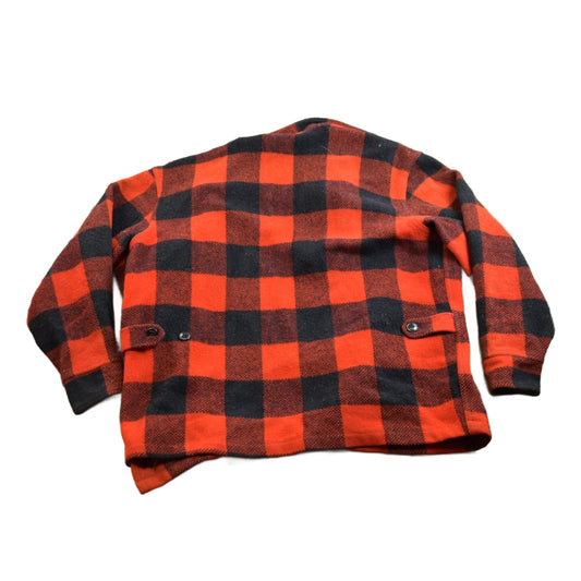 Other Clothing > Men's Clothing > Shirts & Tees > Oxfords & Button Downs Vintage 1950s Buffalo Plaid Wool Button Up Shirt Back Vent Men's Large