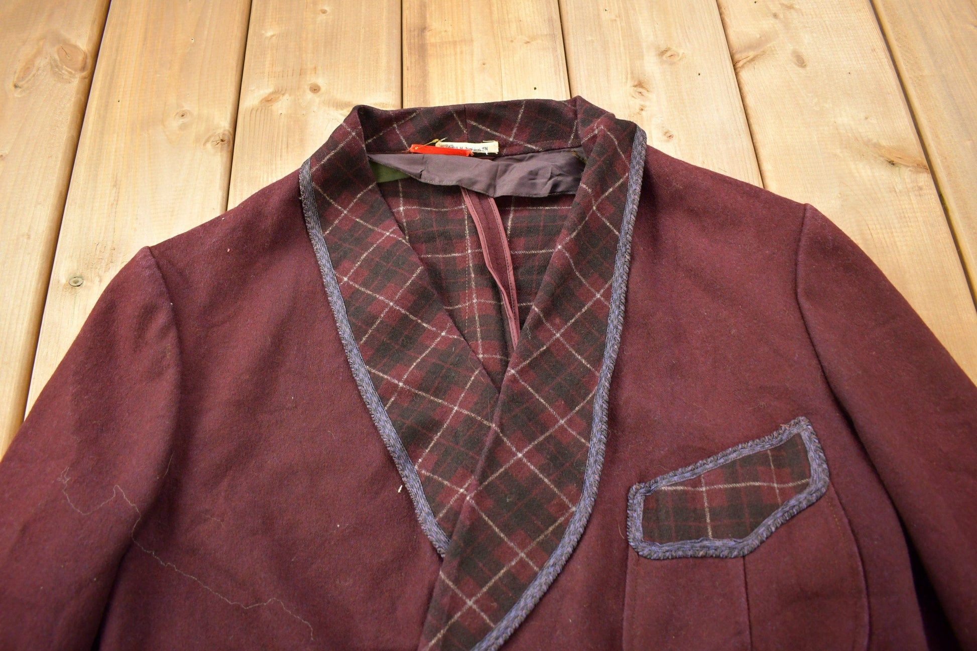 Other Clothing > Men's Clothing > Shirts & Tees > Oxfords & Button Downs Vintage 1950s Burgundy Button Up Blazer Jacket