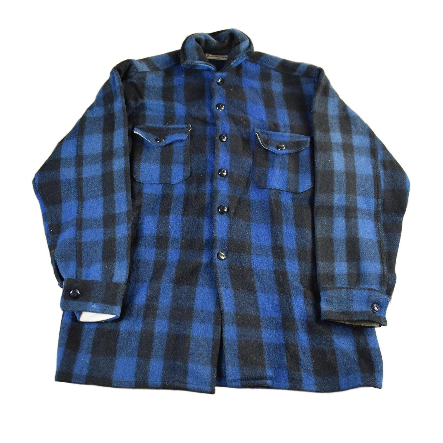 Other Clothing > Men's Clothing > Shirts & Tees > Oxfords & Button Downs Vintage 1950s Commander Plaid Wool Button Up Shirt Jacket Men's L