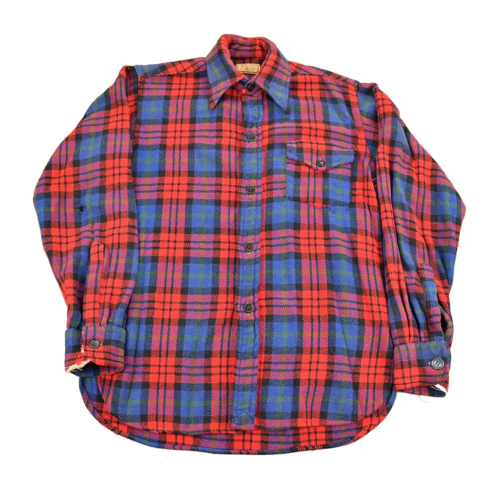 Other Clothing > Men's Clothing > Shirts & Tees > Oxfords & Button Downs Vintage 1950s McGregor Plaid Flannel Button Up Shirt Men's Medium