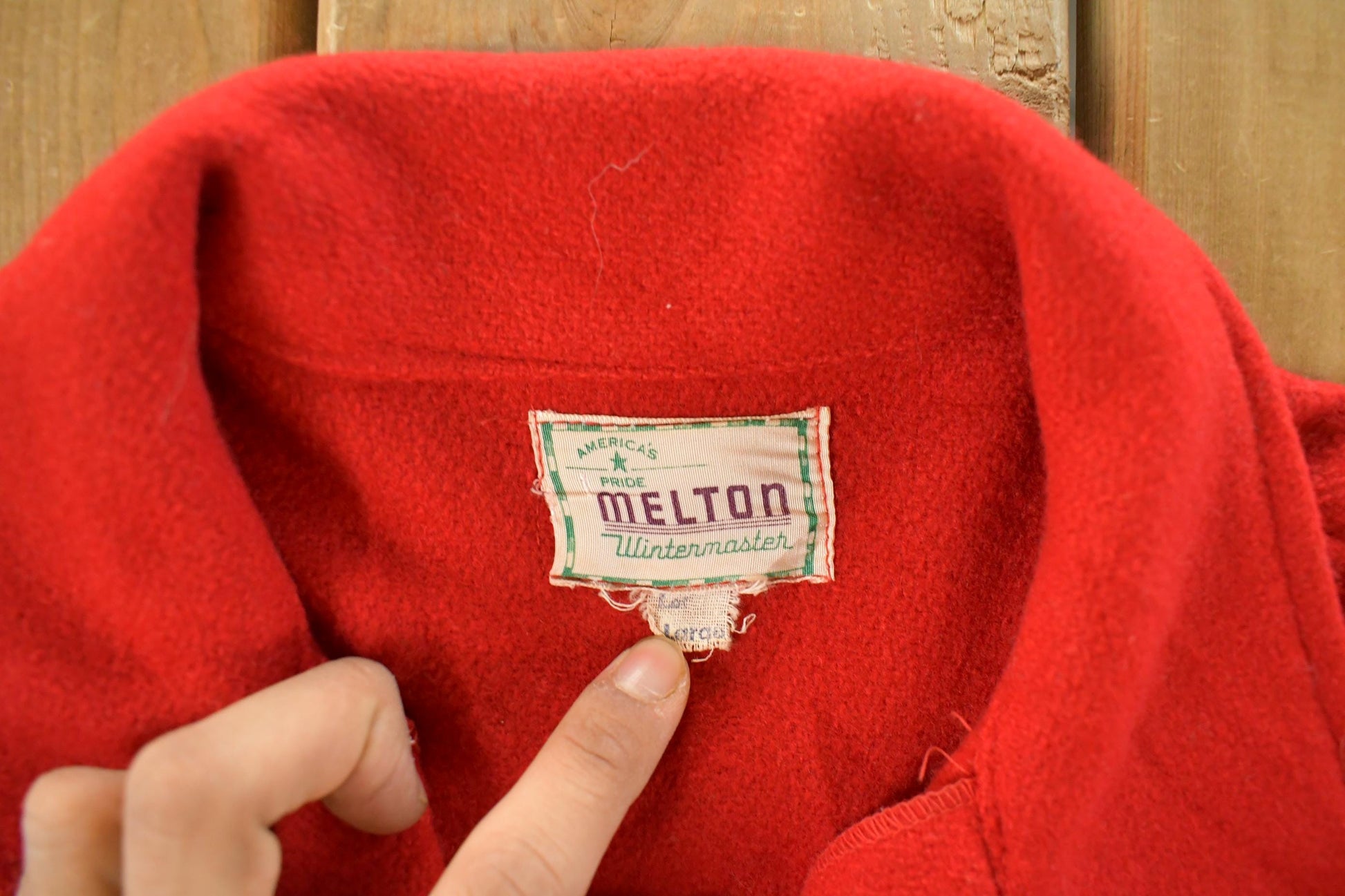 Other Clothing > Men's Clothing > Shirts & Tees > Oxfords & Button Downs Vintage 1950s Melton Outer-Wear Button Up Flannel Wool Hunting Shirt Jacket Men's L