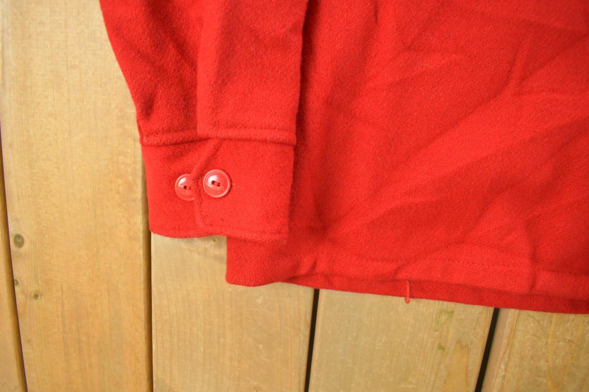 Other Clothing > Men's Clothing > Shirts & Tees > Oxfords & Button Downs Vintage 1950s Melton Outer-Wear Button Up Flannel Wool Hunting Shirt Jacket Men's L