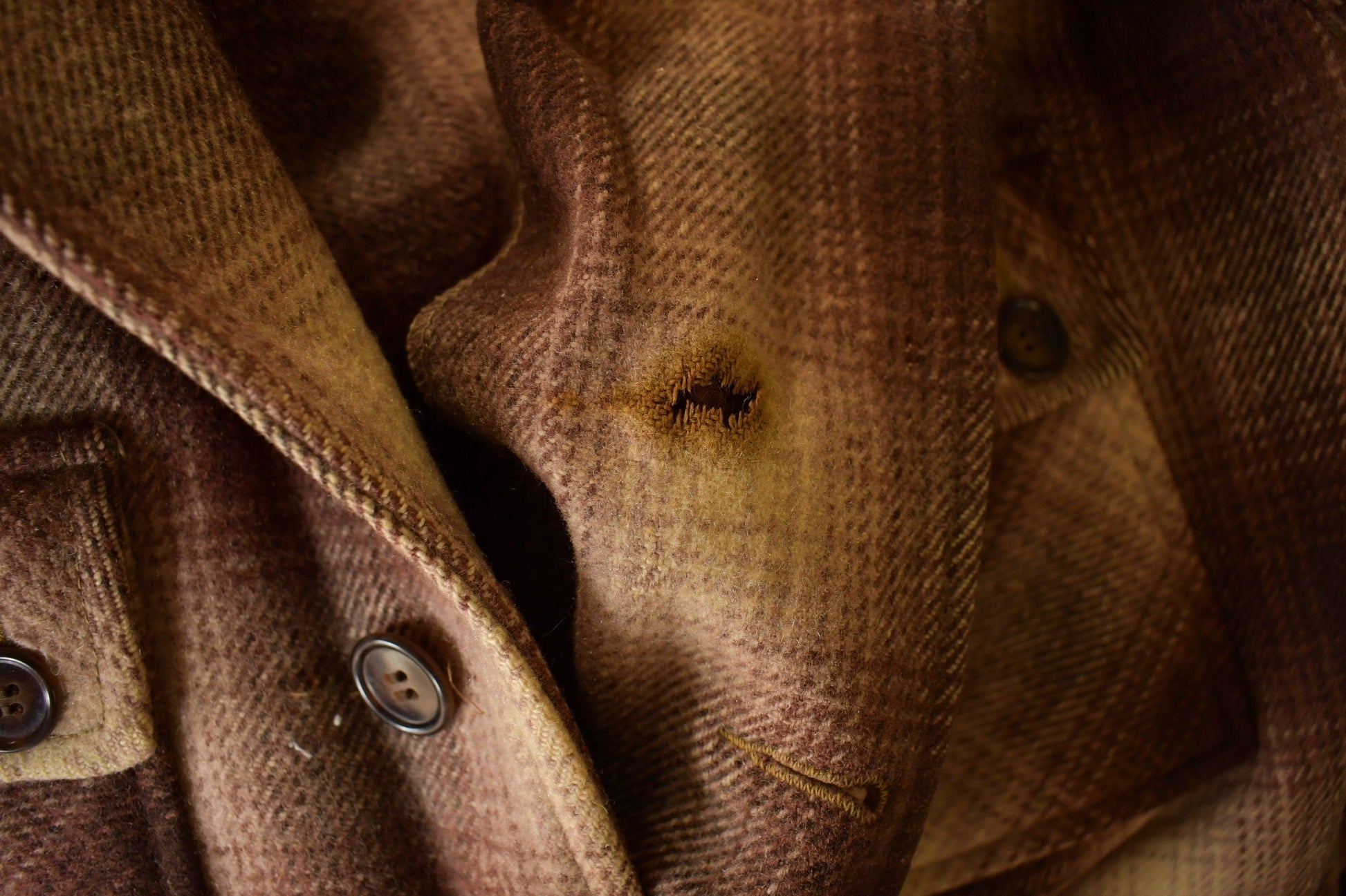 Other Clothing > Men's Clothing > Shirts & Tees > Oxfords & Button Downs Vintage 1950s Merrill Woolens Shadow Plaid Wool Shacket Men's XL