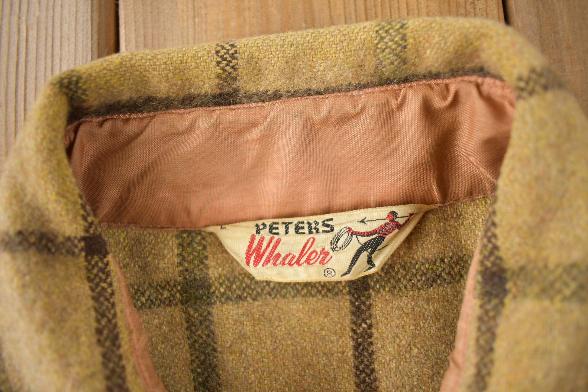 Other Clothing > Men's Clothing > Shirts & Tees > Oxfords & Button Downs Vintage 1950s Peters Whaler Plaid Wool Button Up Flannel Men's Large Workwear