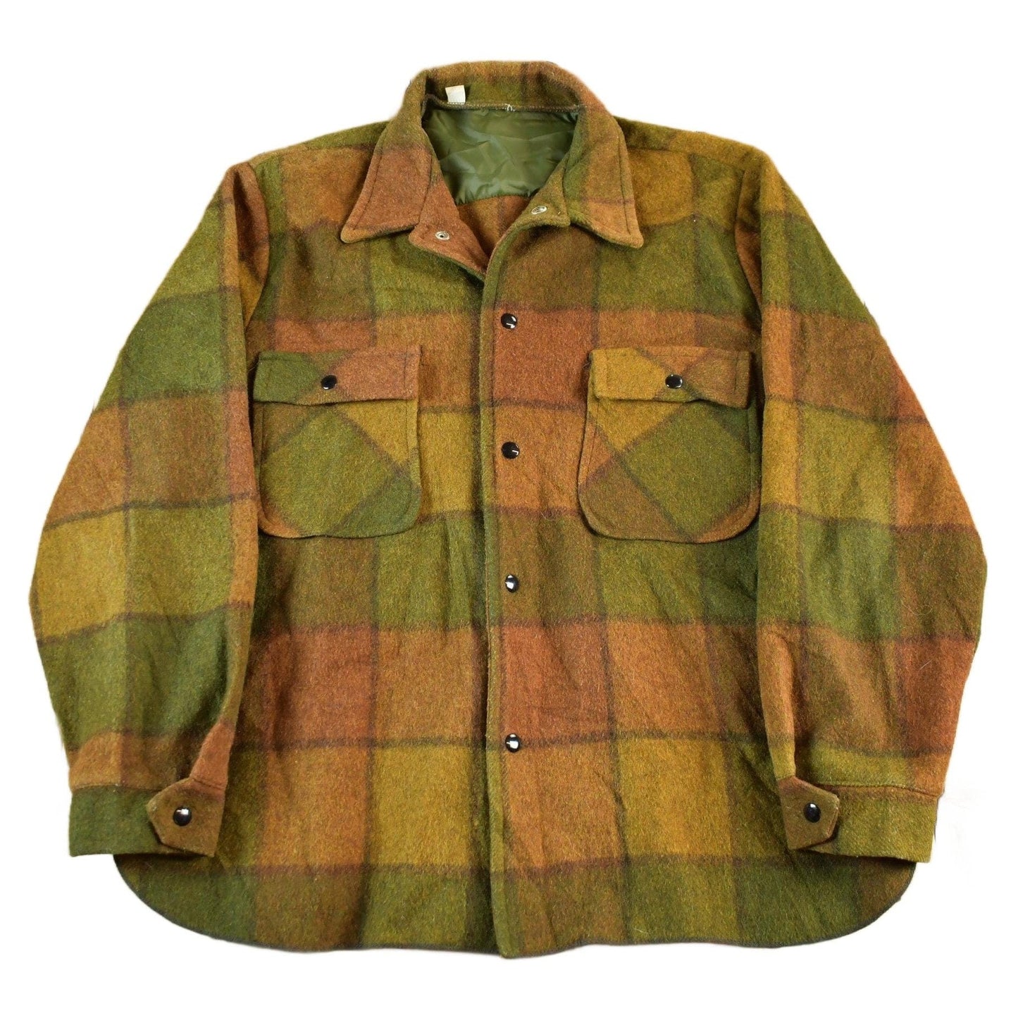 Other Clothing > Men's Clothing > Shirts & Tees > Oxfords & Button Downs Vintage 1960s 1970s Wool Flannel Button Up Shirt Jacket Men's XL