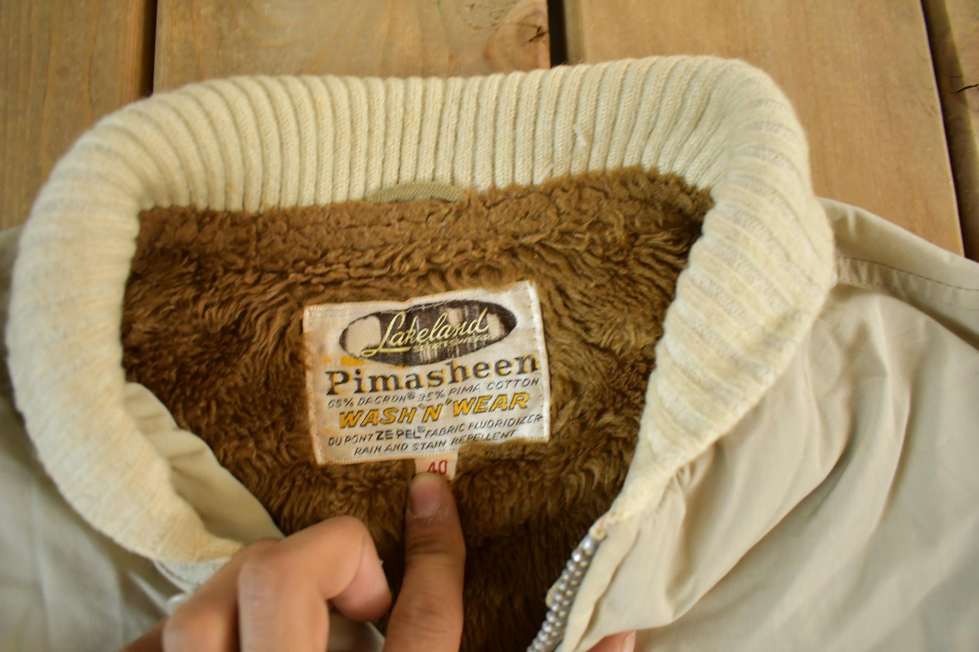 Other Clothing > Men's Clothing > Shirts & Tees > Oxfords & Button Downs Vintage 1960s Lakeland Pimasheen Sherpa Lined Jacket Men's Medium