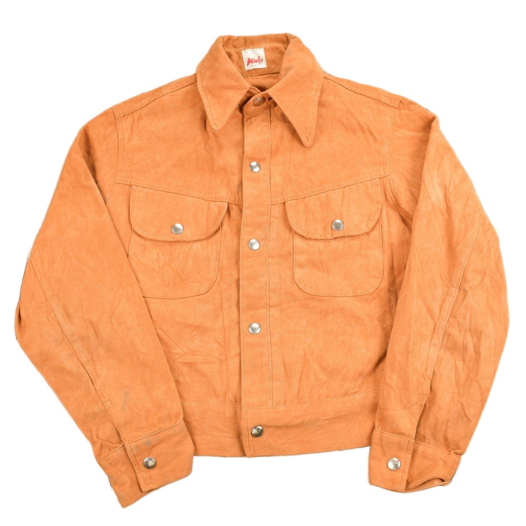 Other Clothing > Men's Clothing > Shirts & Tees > Oxfords & Button Downs Vintage 1960s Male Burnt Orange Shacket Button Up Women's S