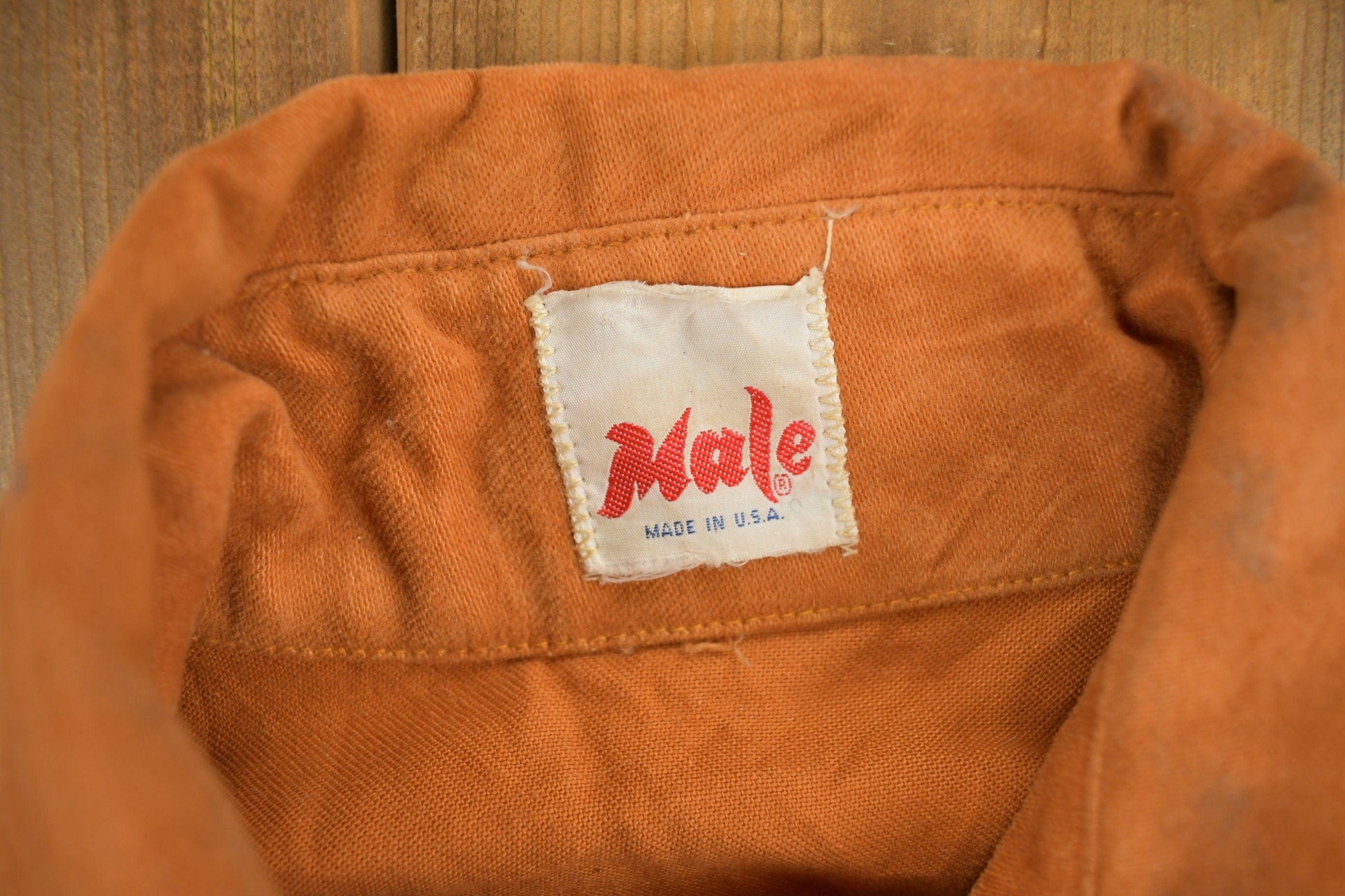 Other Clothing > Men's Clothing > Shirts & Tees > Oxfords & Button Downs Vintage 1960s Male Burnt Orange Shacket Button Up Women's S