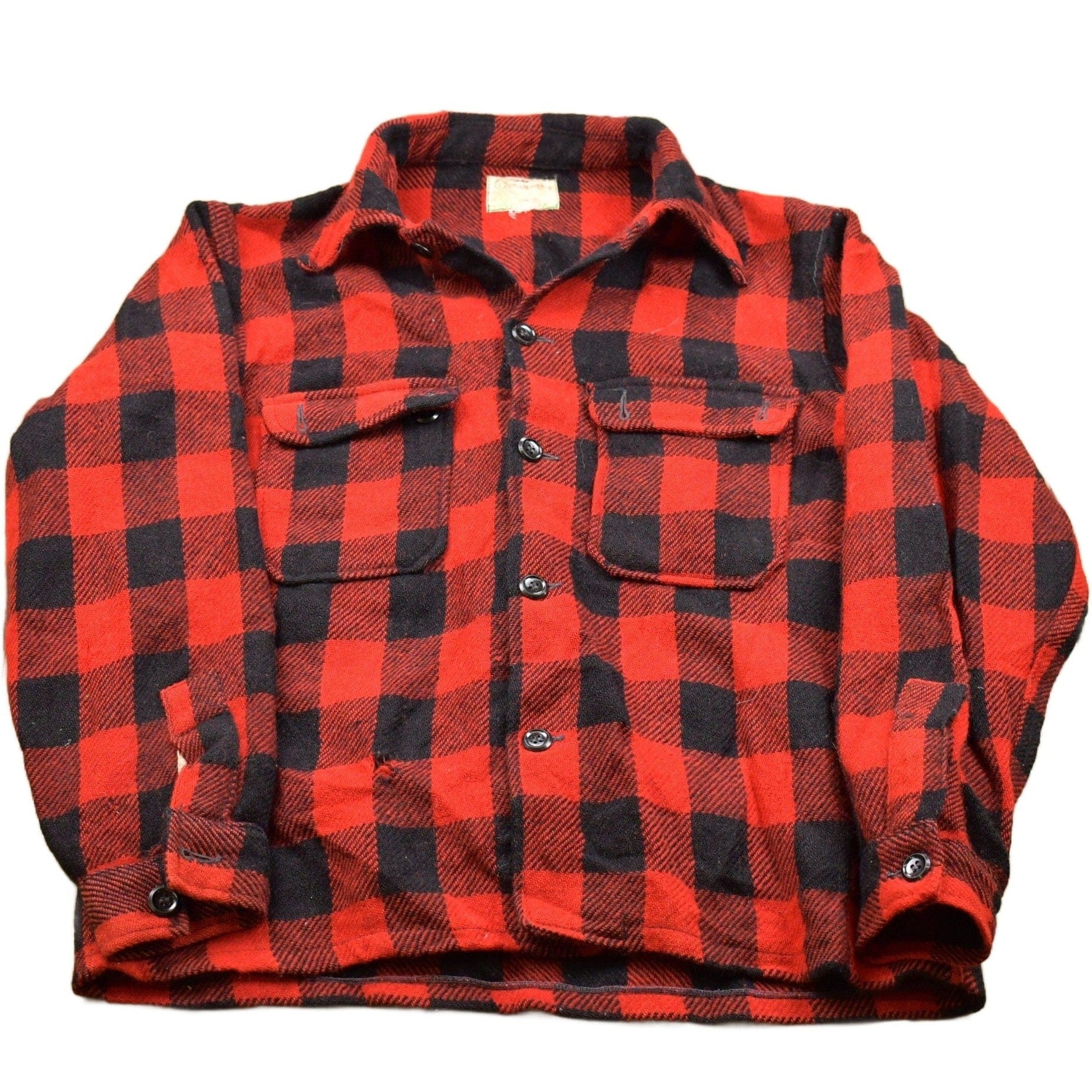 Other Clothing > Men's Clothing > Shirts & Tees > Oxfords & Button Downs Vintage 1960s Outdoor World Plaid Flannel Button Up Shirt Men's M
