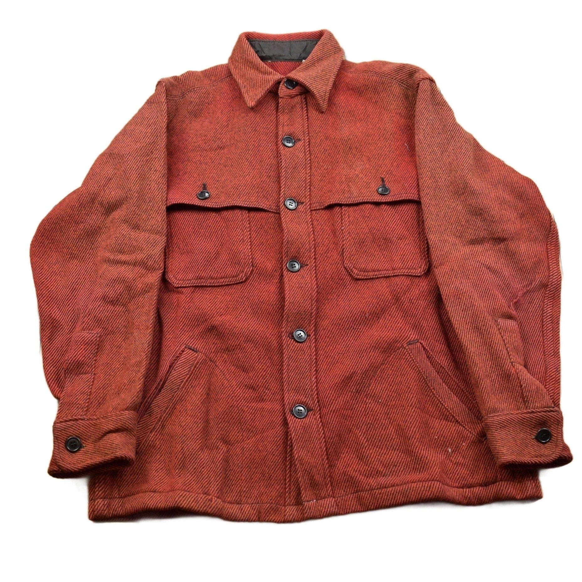 Other Clothing > Men's Clothing > Shirts & Tees > Oxfords & Button Downs Vintage 1960s Wool Double Breast Pocket Button Up Shirt Faded Men's Large