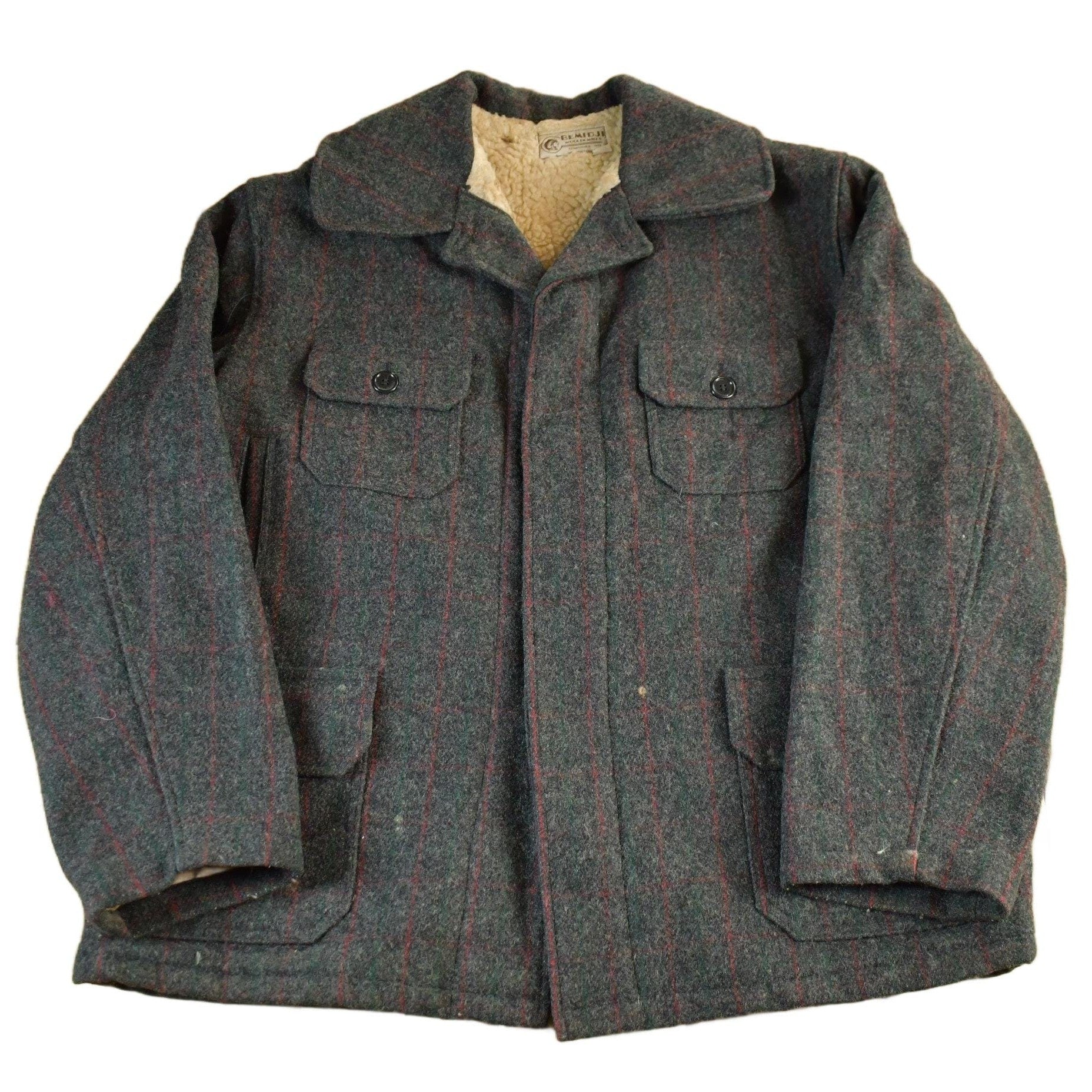 Other Clothing > Men's Clothing > Shirts & Tees > Oxfords & Button Downs Vintage 1970s Bemidji Woolen Mills Sherpa Lined Wool Jacket Men's XL