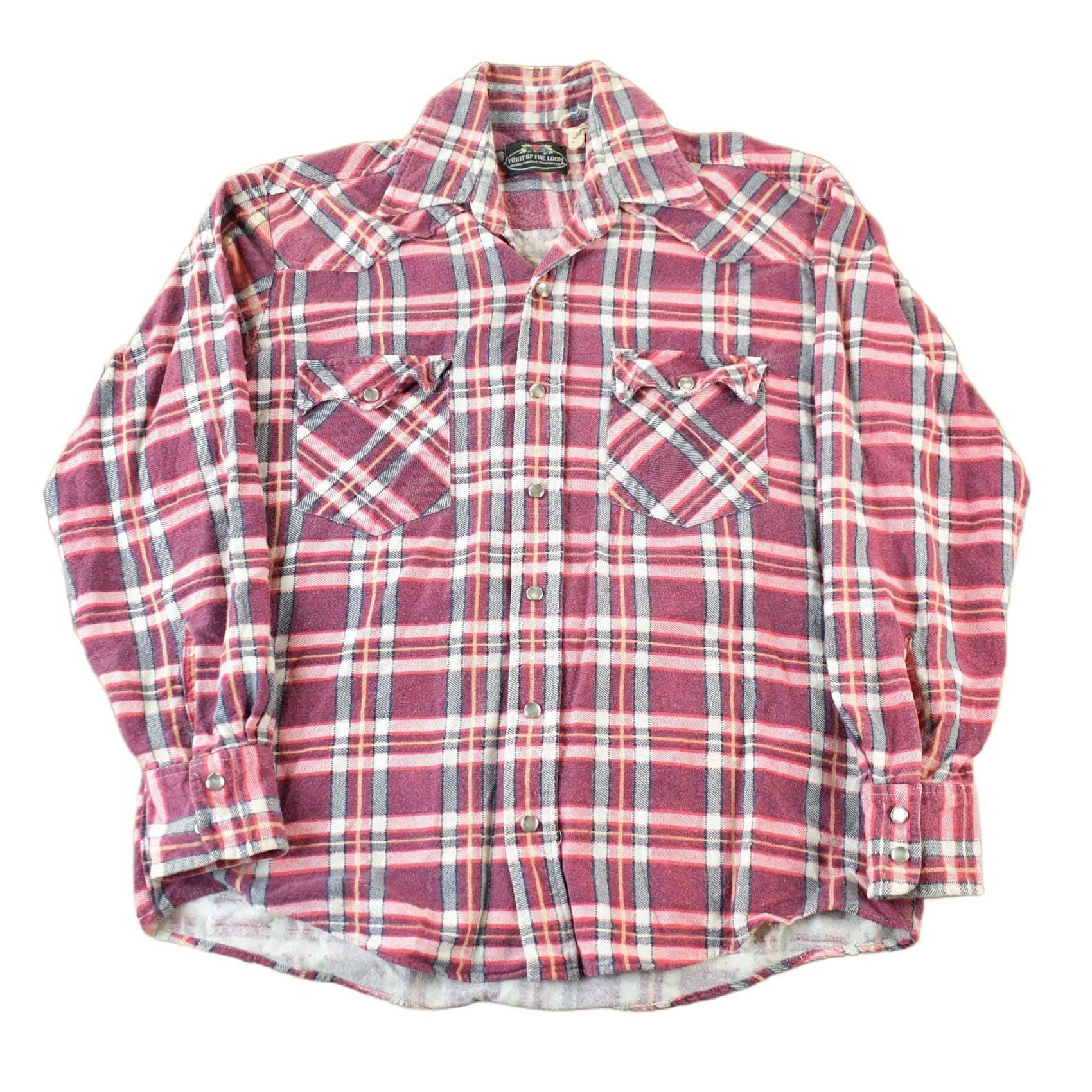 Other Clothing > Men's Clothing > Shirts & Tees > Oxfords & Button Downs Vintage 1970s Fruit Of The Loom Flannel Button Up Shirt Men's Medium