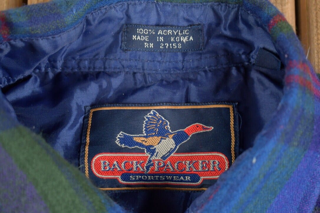 Other Clothing > Men's Clothing > Shirts & Tees > Oxfords & Button Downs Vintage 1980s Back Packer Plaid Button Up Shirt Men's Large