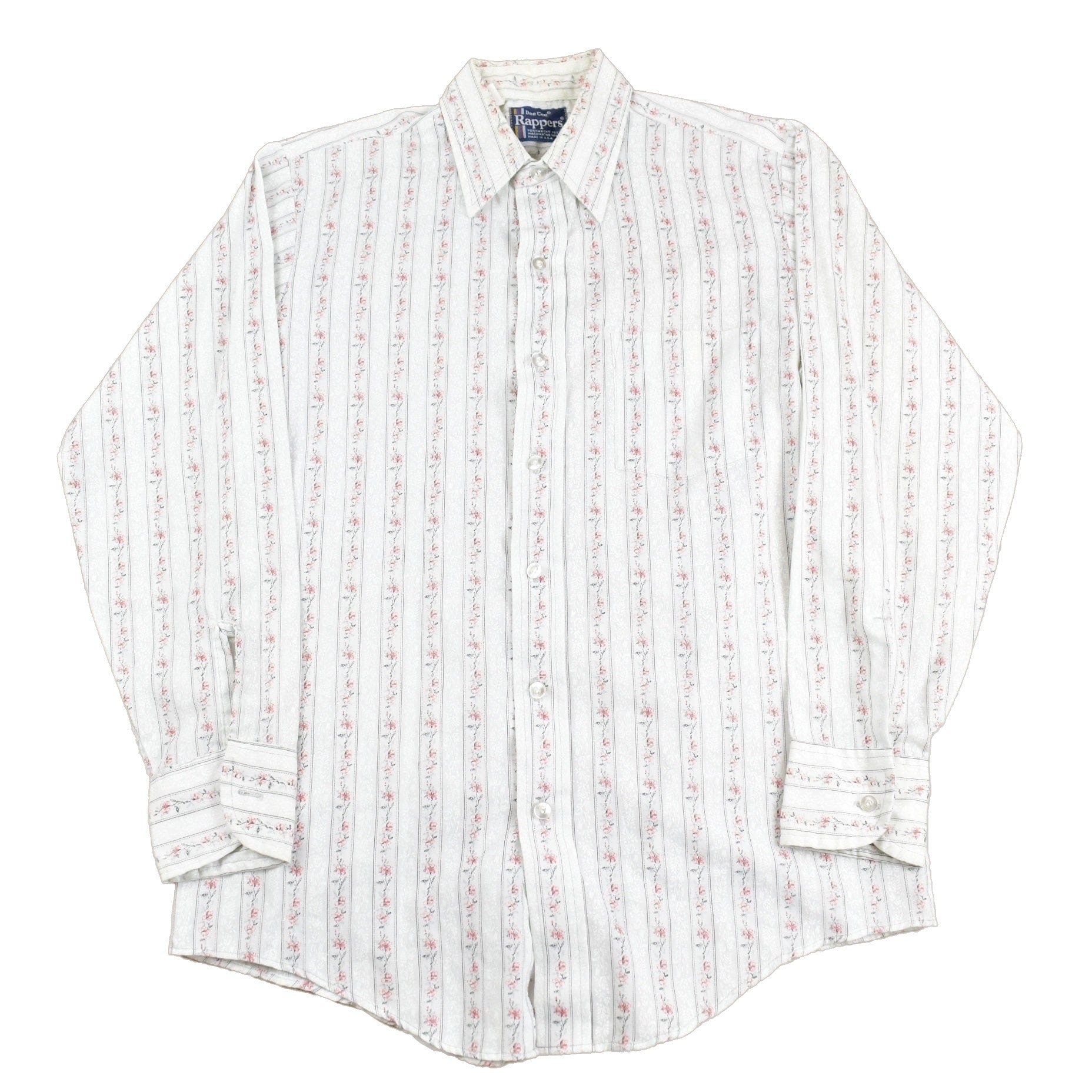 Other Clothing > Men's Clothing > Shirts & Tees > Oxfords & Button Downs Vintage 1980s Dee Cee Rappers Floral Button Up Shirt Men's Large