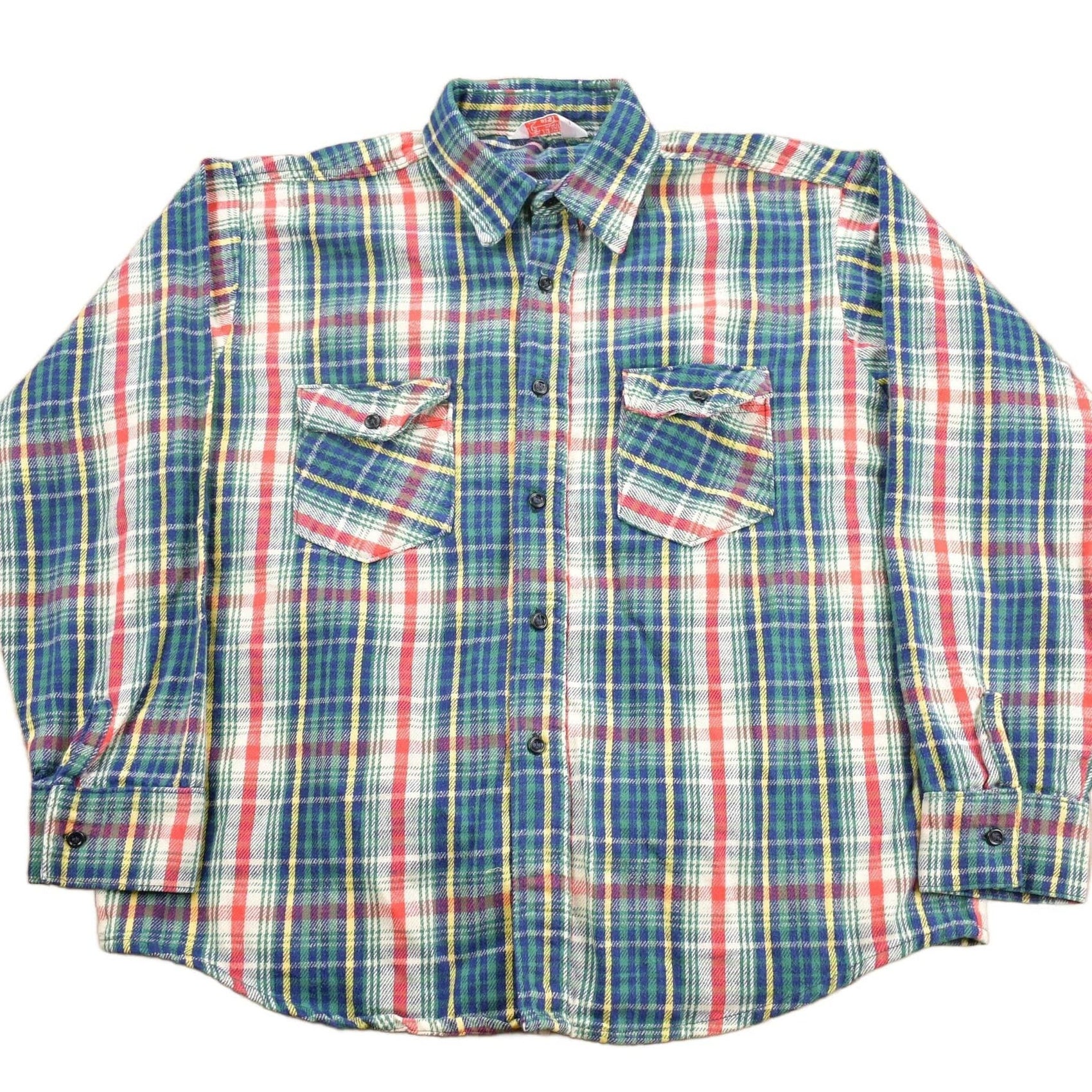 Other Clothing > Men's Clothing > Shirts & Tees > Oxfords & Button Downs Vintage 1980s Jim "Catfish" Hunter Plaid Flannel Button Up Shirt Men's XL