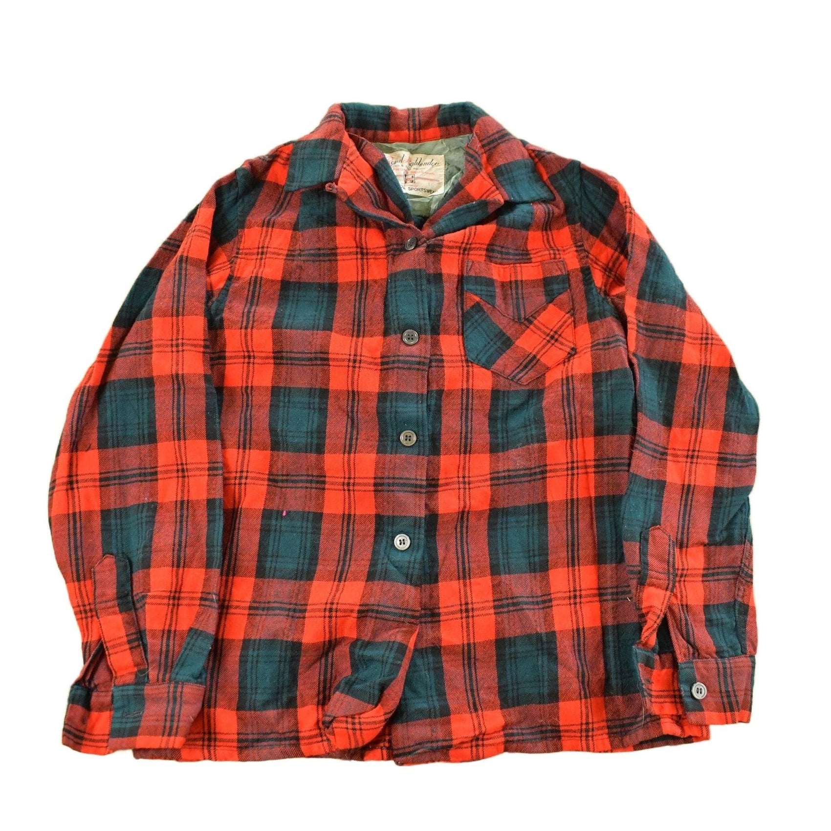 Other Clothing > Men's Clothing > Shirts & Tees > Oxfords & Button Downs Vintage 1980s Royal Highlander Plaid Wool Flannel Button Up Shirt Women's Small