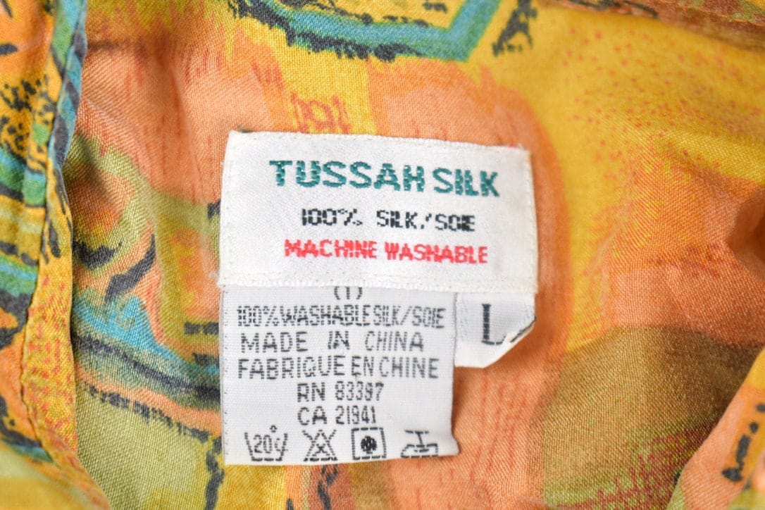 Other Clothing > Men's Clothing > Shirts & Tees > Oxfords & Button Downs Vintage 1980s Tussah Silk Button Up Shirt Men's XL