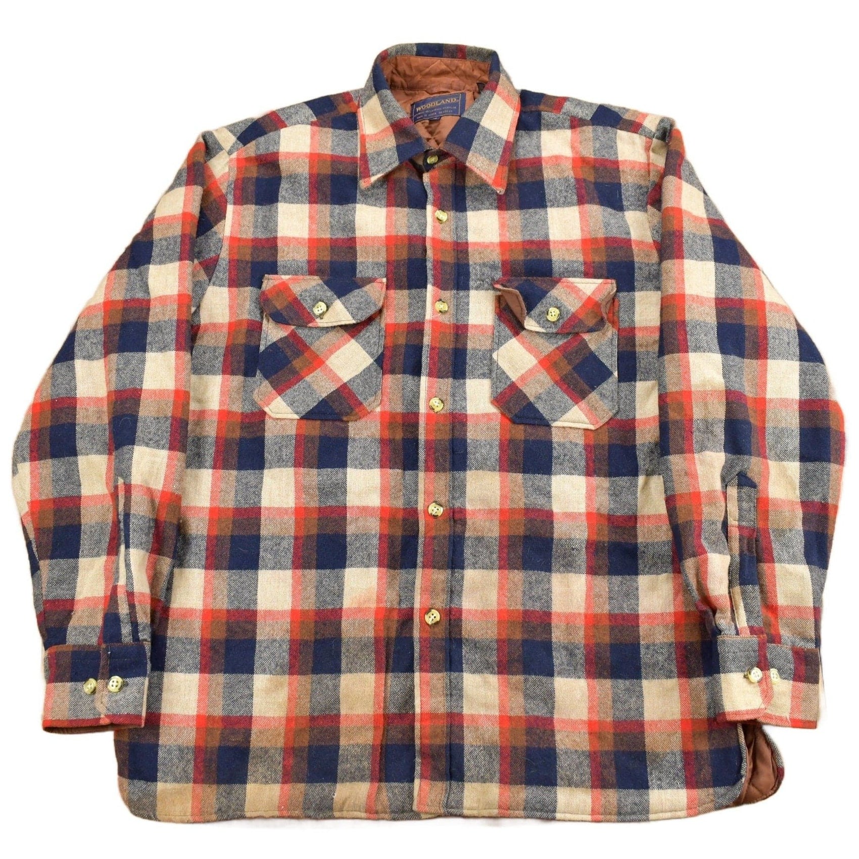 Other Clothing > Men's Clothing > Shirts & Tees > Oxfords & Button Downs Vintage 1980s Woodland Lined Button Up Wool Shirt Men's Large