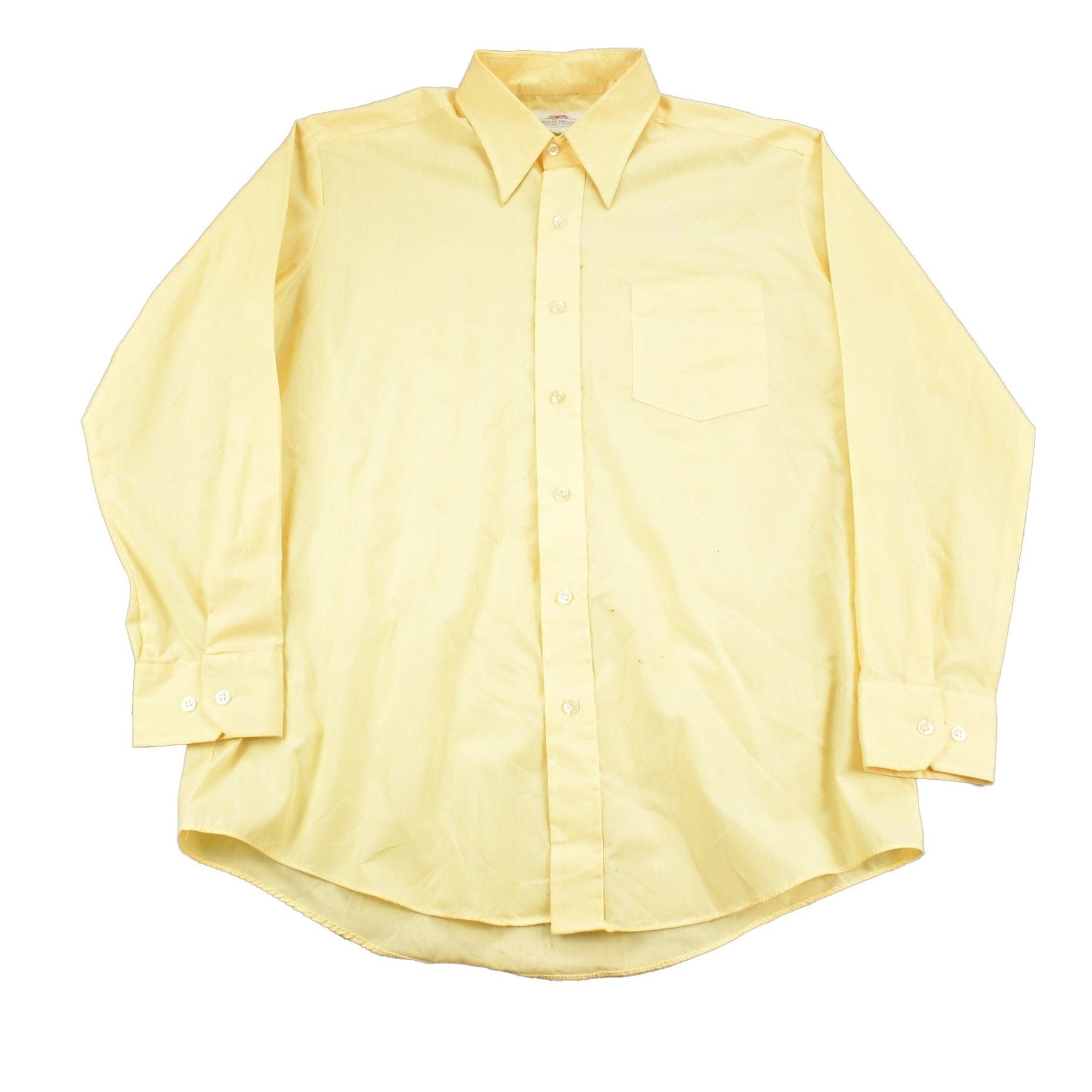 Other Clothing > Men's Clothing > Shirts & Tees > Oxfords & Button Downs Vintage 1990s Blank Yellow Fruit Of The Loom Button Up Shirt / 1990s Button Up / Basic Button Up / Blank Button Up / Vintage Dress Shirt