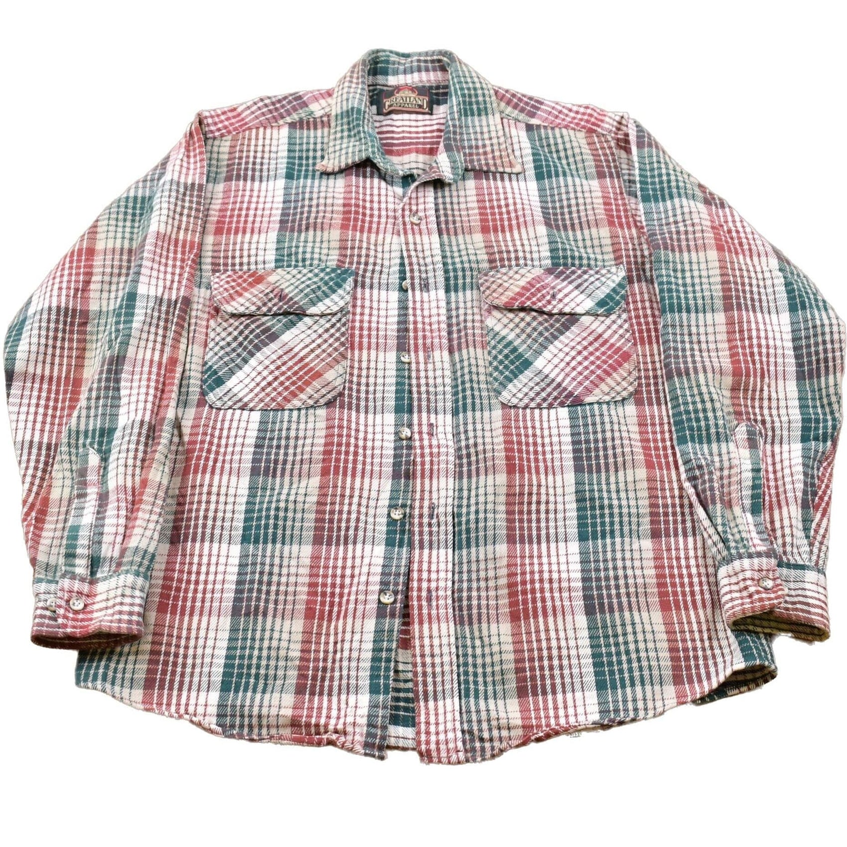 Other Clothing > Men's Clothing > Shirts & Tees > Oxfords & Button Downs Vintage 1990s Geatland Apparel Plaid Button Up Shirt Men's Large