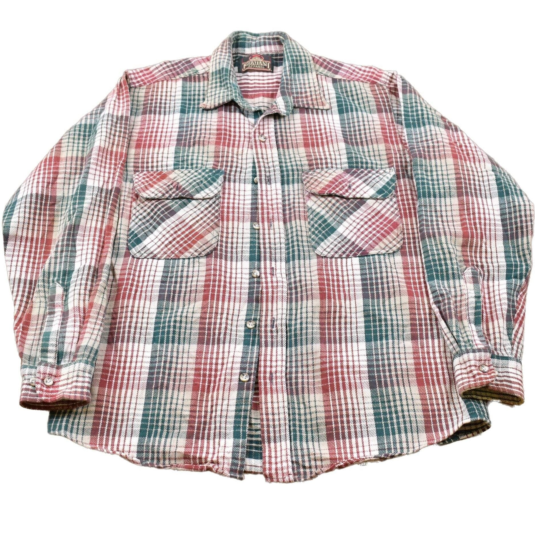 Other Clothing > Men's Clothing > Shirts & Tees > Oxfords & Button Downs Vintage 1990s Geatland Apparel Plaid Button Up Shirt Men's Large