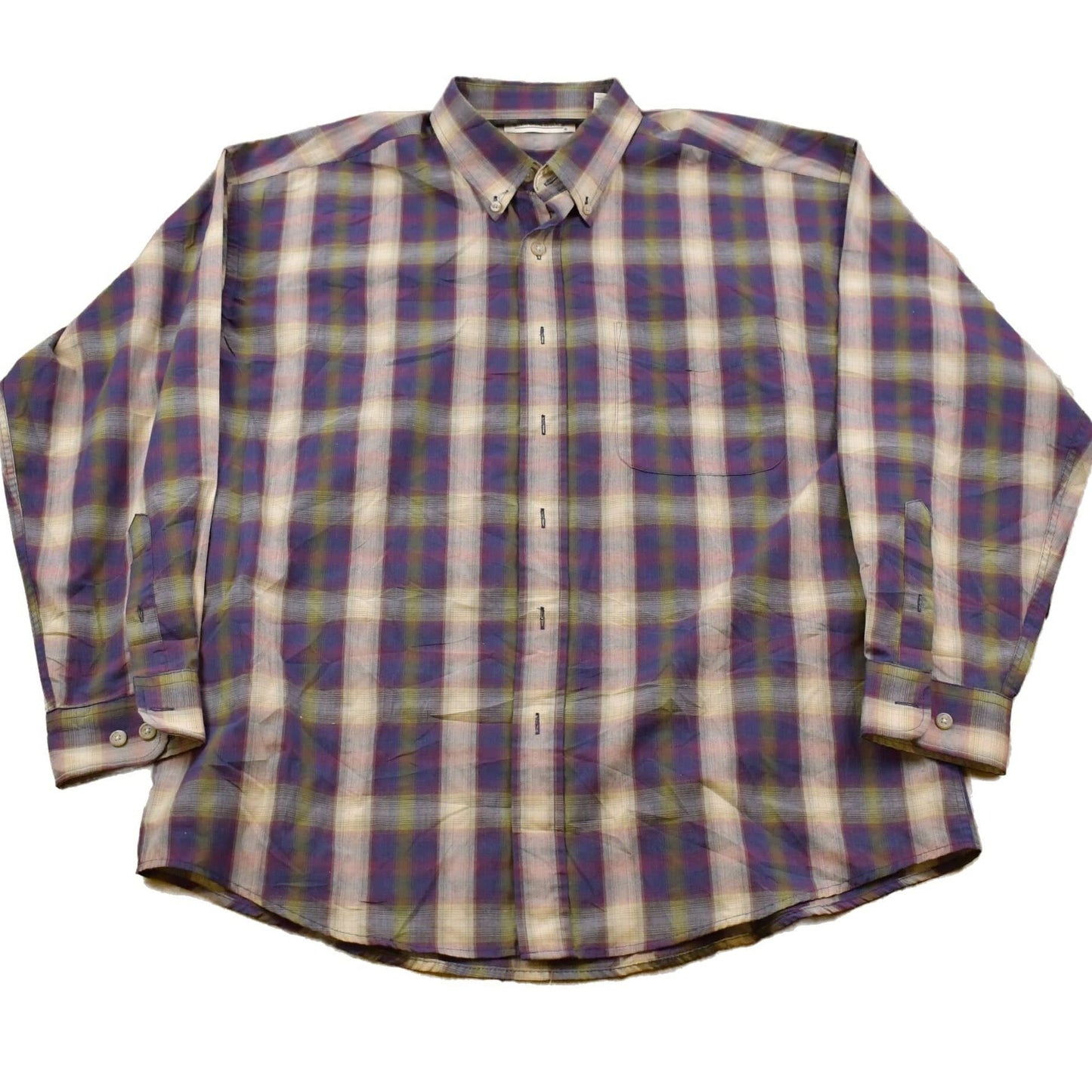 Other Clothing > Men's Clothing > Shirts & Tees > Oxfords & Button Downs Vintage 1990s Natural Issue Plaid Button Up Shirt Men's XL