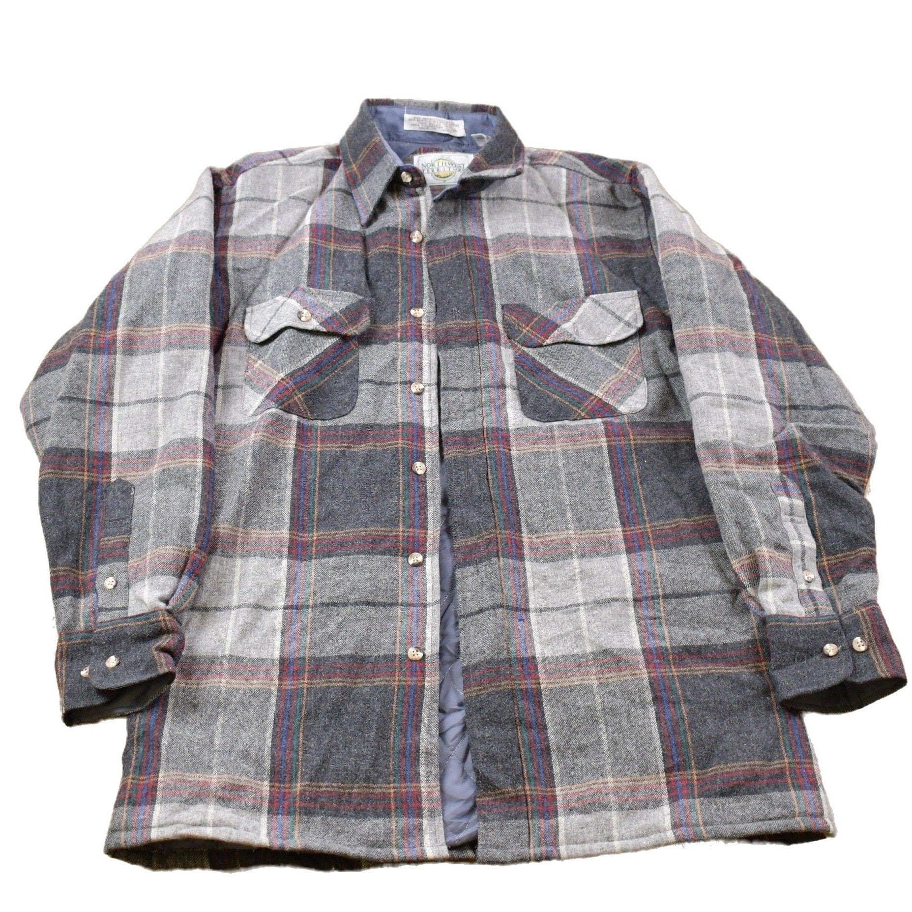 Other Clothing > Men's Clothing > Shirts & Tees > Oxfords & Button Downs Vintage 1990s Northwest Territory Lined Plaid Button Up Shirt Men's Medium