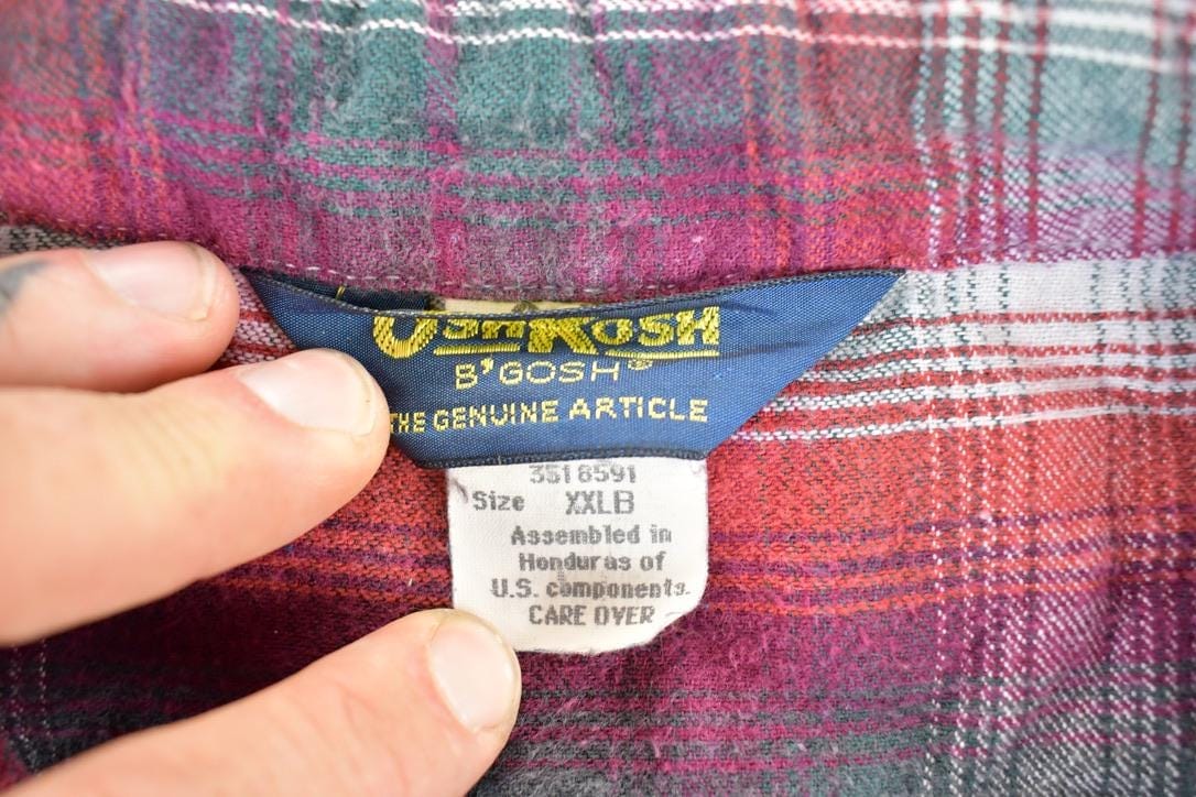 Other Clothing > Men's Clothing > Shirts & Tees > Oxfords & Button Downs Vintage 1990s Osh Kosh Plaid Button Up Shirt Mens XL