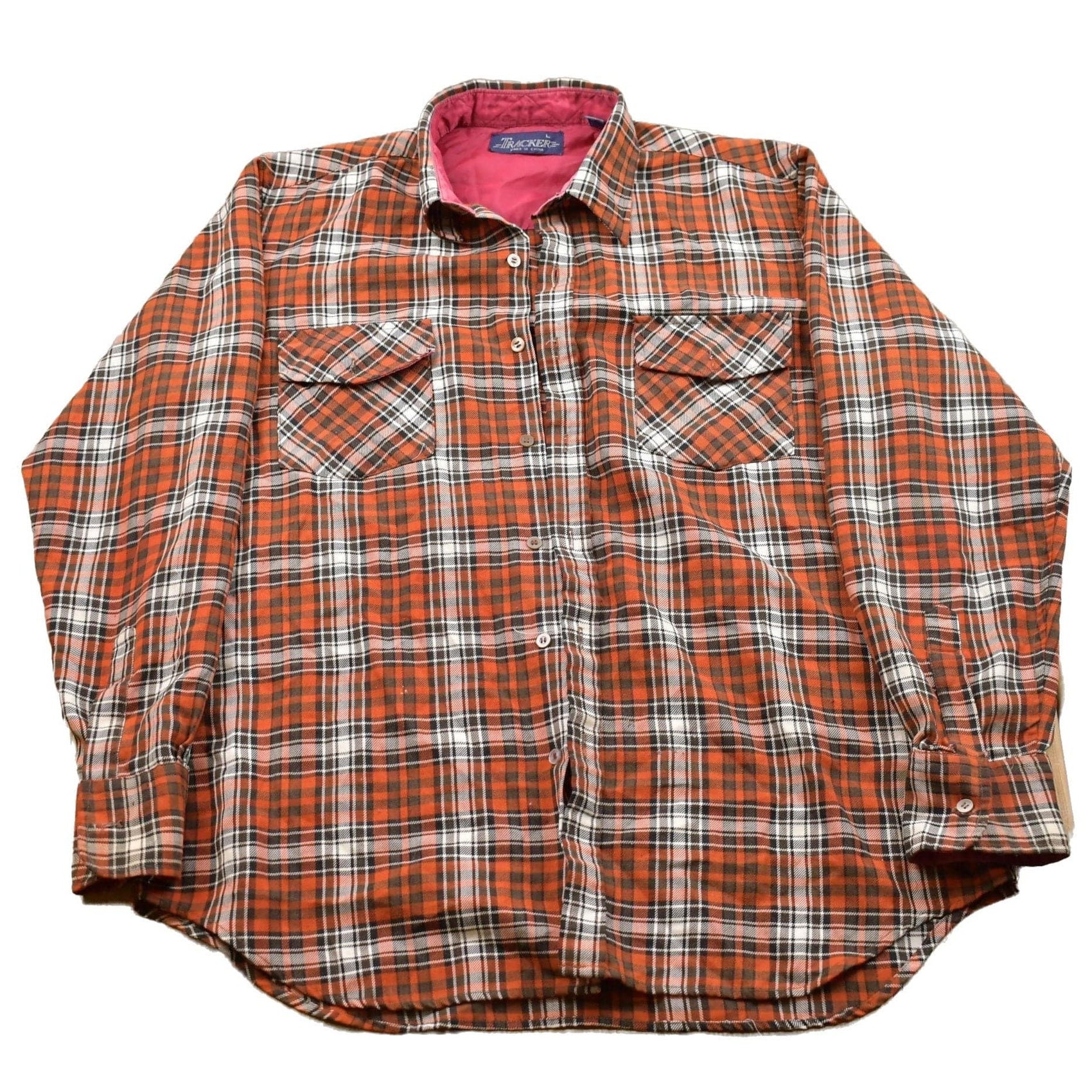 Other Clothing > Men's Clothing > Shirts & Tees > Oxfords & Button Downs Vintage 1990s Tracker Lined Plaid Button Up Shirt Men's XL