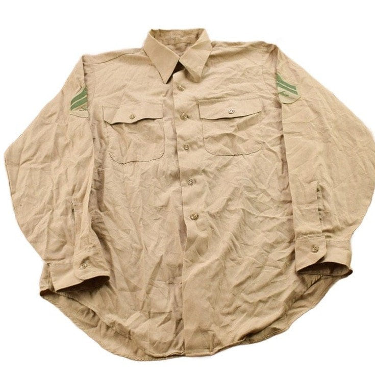 Other Clothing > Men's Clothing > Shirts & Tees > Oxfords & Button Downs Vintage 1990s USMC Beige Blank Military Button Up Shirt Men's Large