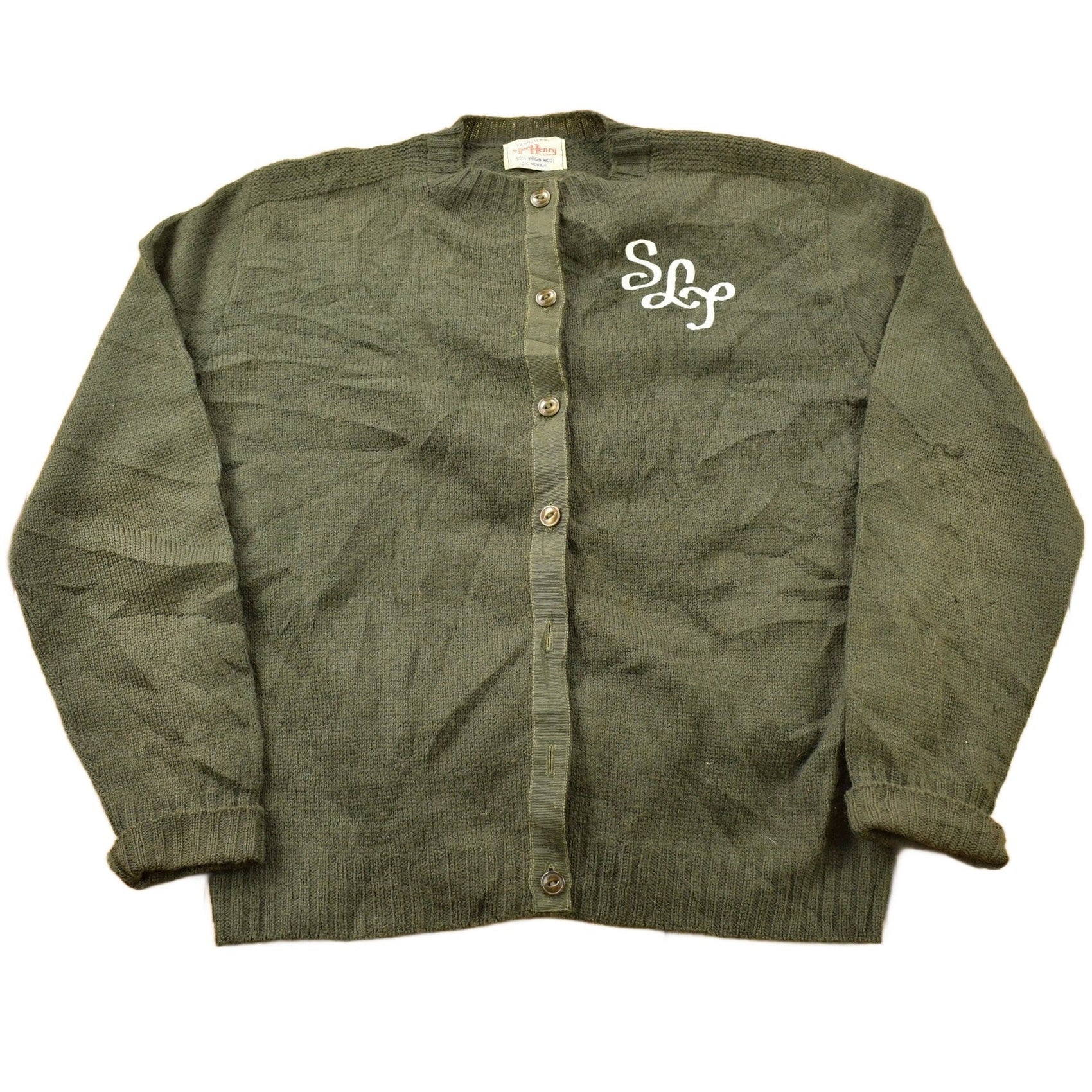 Other Clothing > Men's Clothing > Sweaters > Cardigans Vintage 1950s Mac Henry Corp Embroidered Collegiate Cardigan Sweater Men's Small