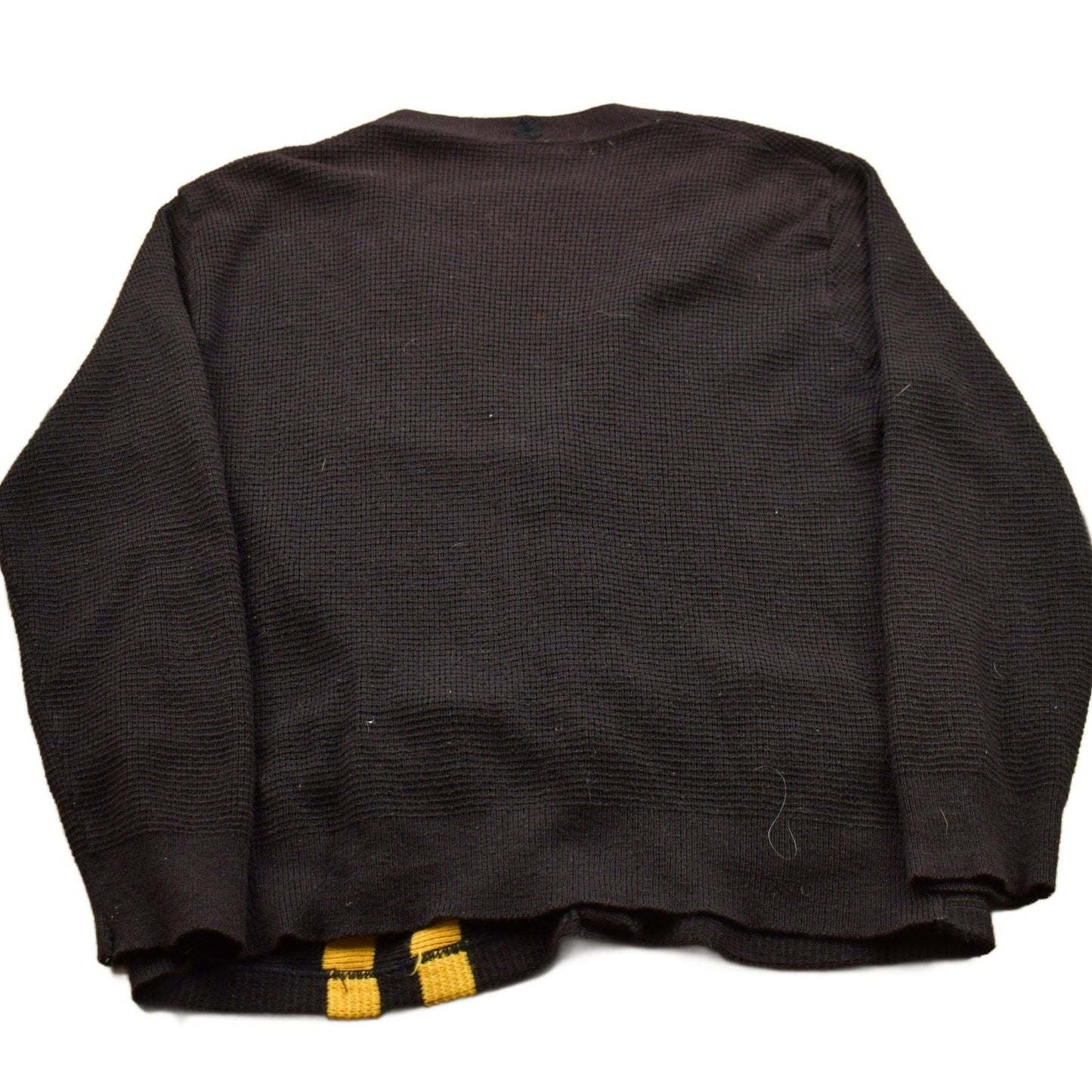 Other Clothing > Women's Clothing > Sweaters > Cardigans Vintage 1950s Vertical Yellow Racing Stripe Knitted Cardigan Sweater Men's S